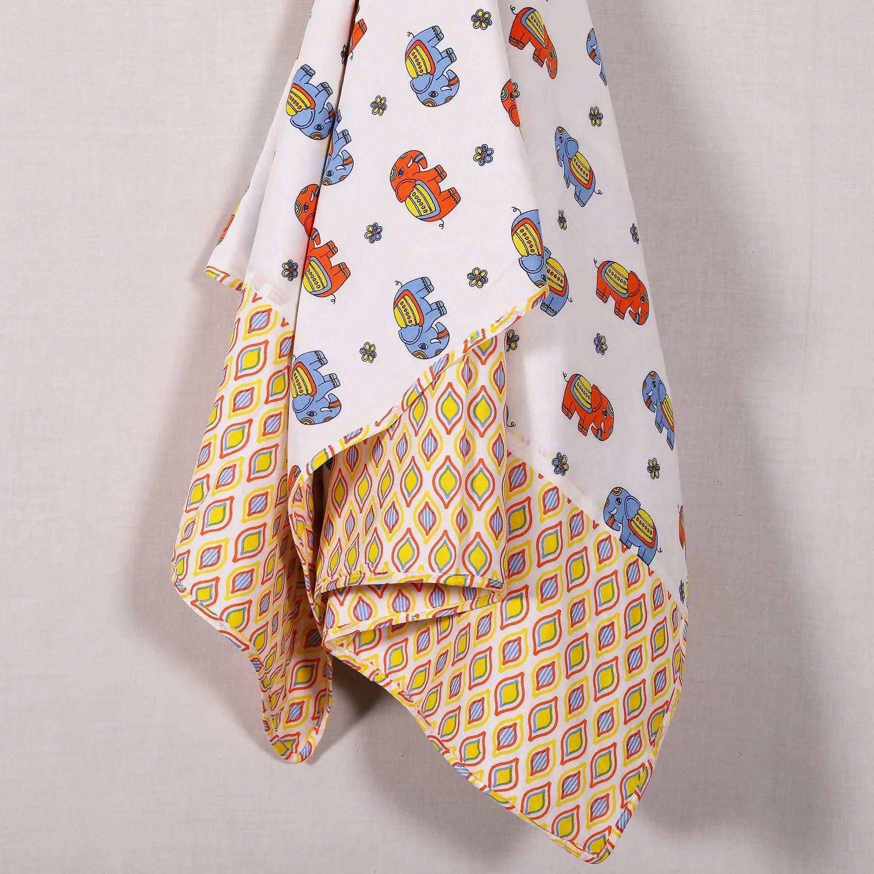 Bholu Hathi Blue/Orange Cotton Dohar Baby