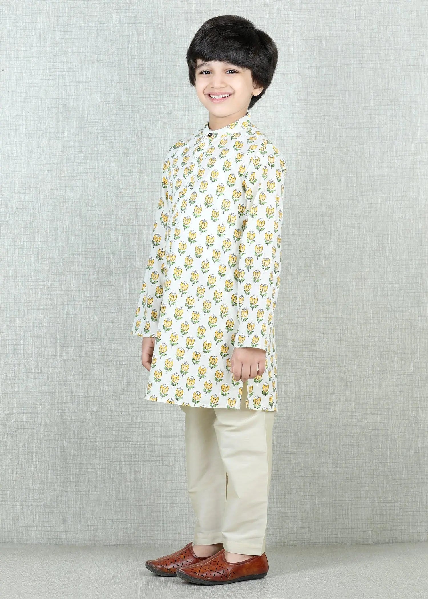 Creme Cotton Full Sleeve Kurta Boys (6 Months -12 Yrs)