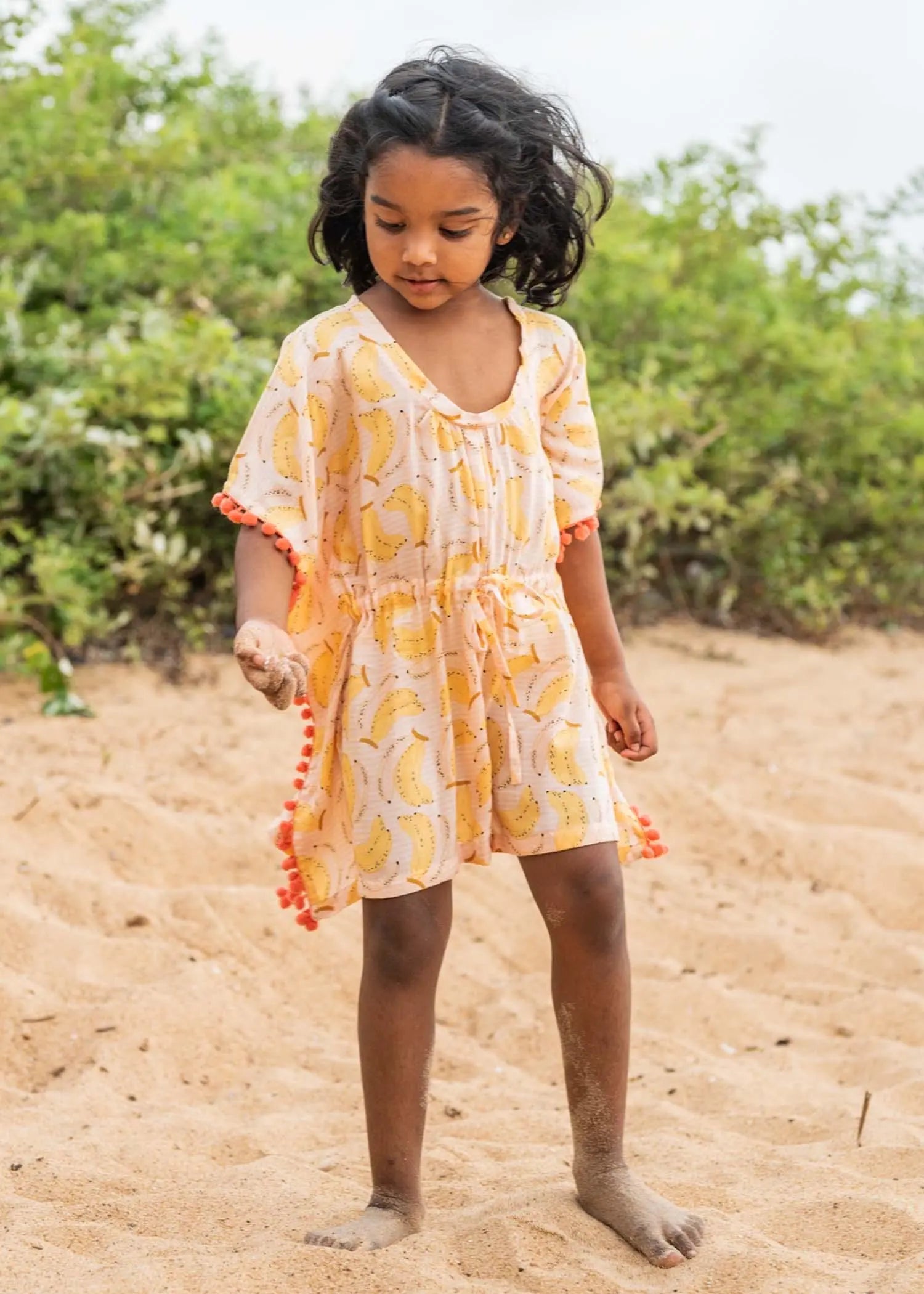 Yellow Banana Girls Cotton Kaftan