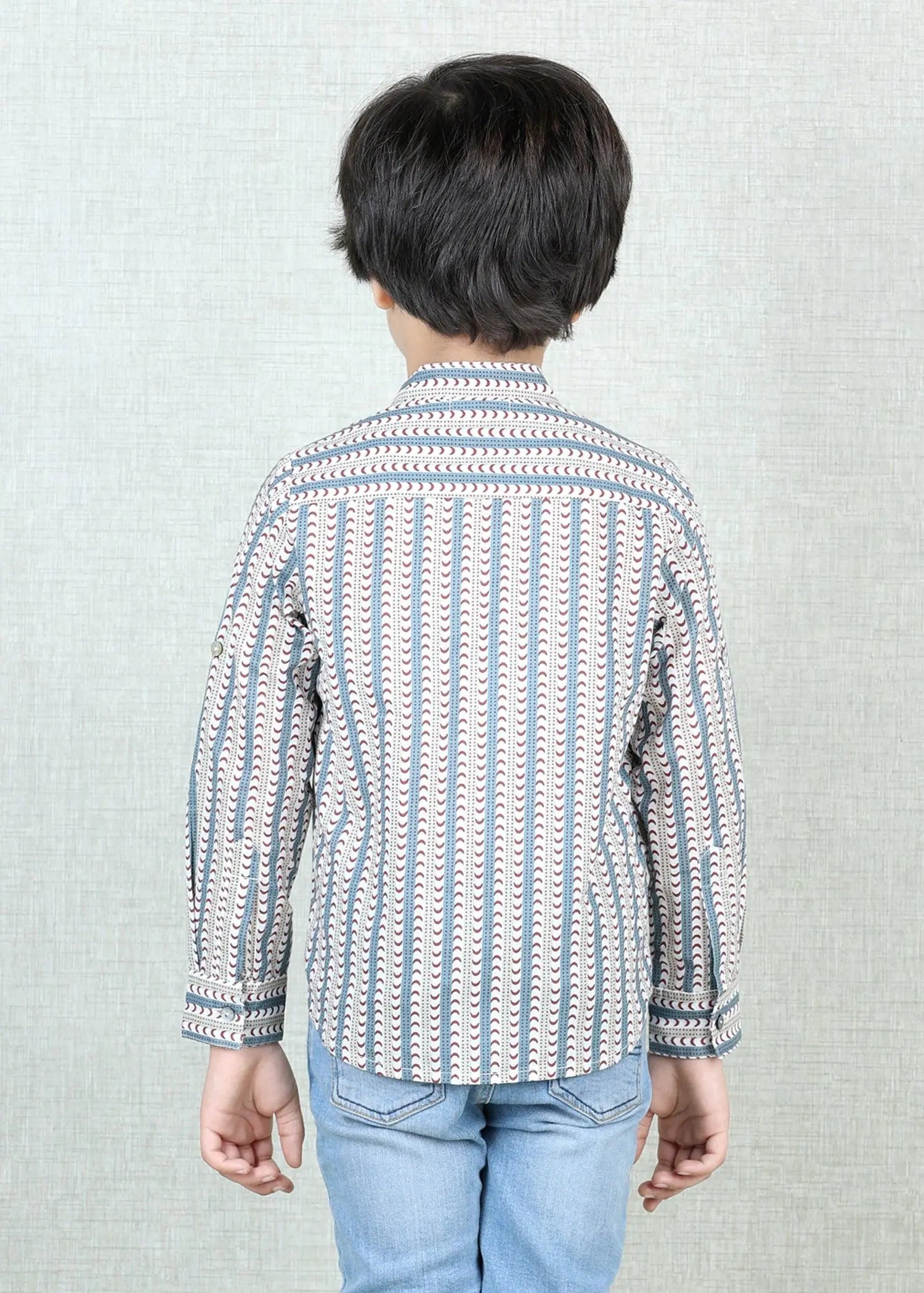 Moon Stripe Blue/Maroon Cotton Full Sleeves Shirt Baby Boy (6 Months -12 Years)