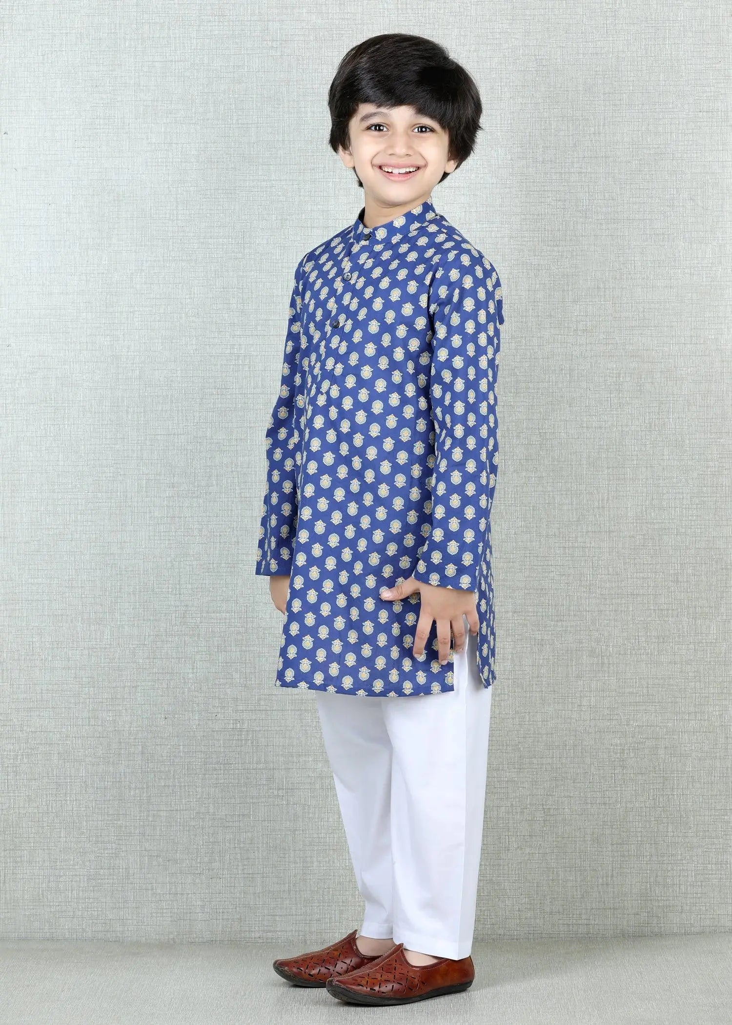 Navy Blue Cotton Full Sleeve Kurta Boys (6 Months -12 Yrs)