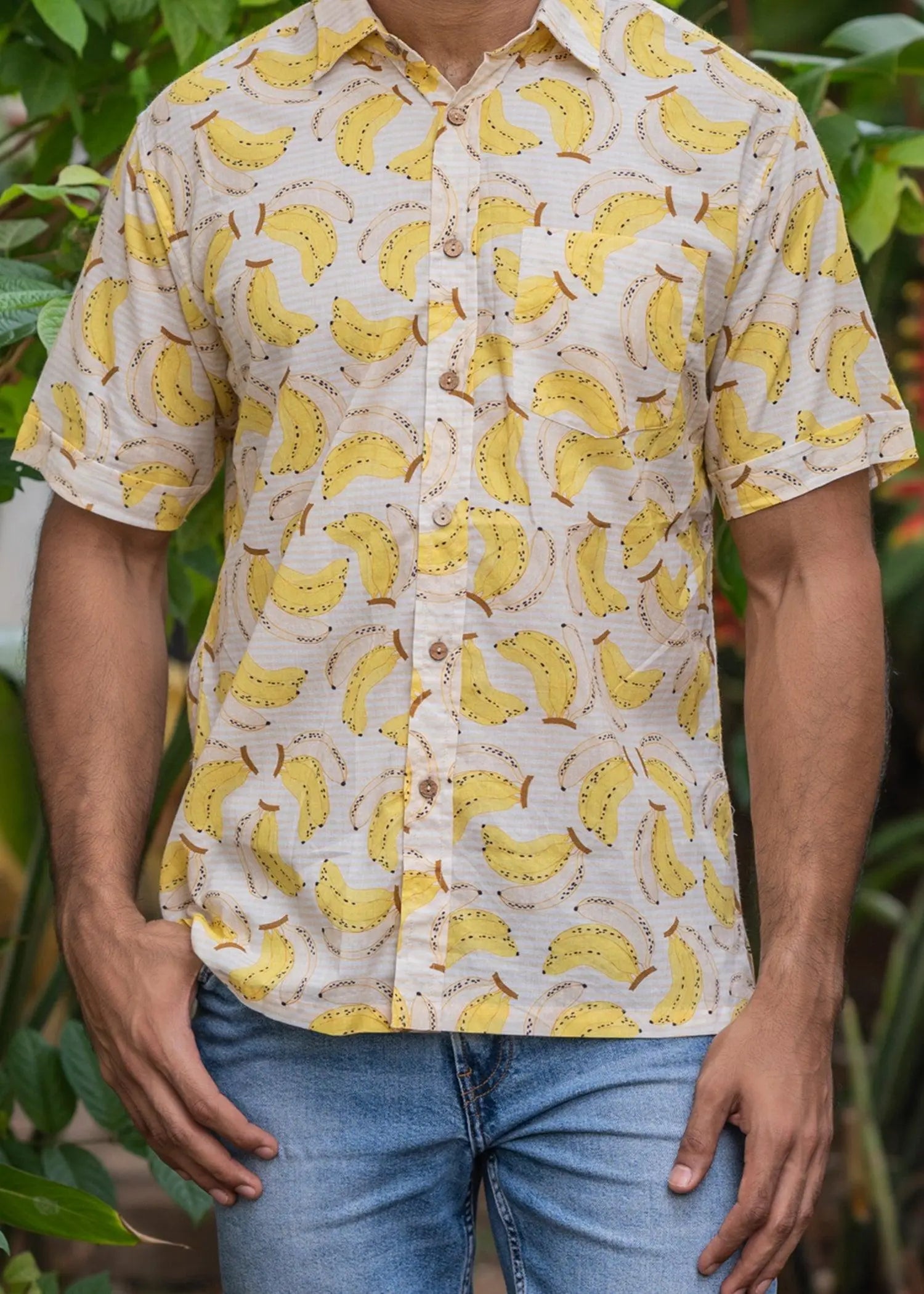 Yellow Banana Cotton Half Sleeves Shirt