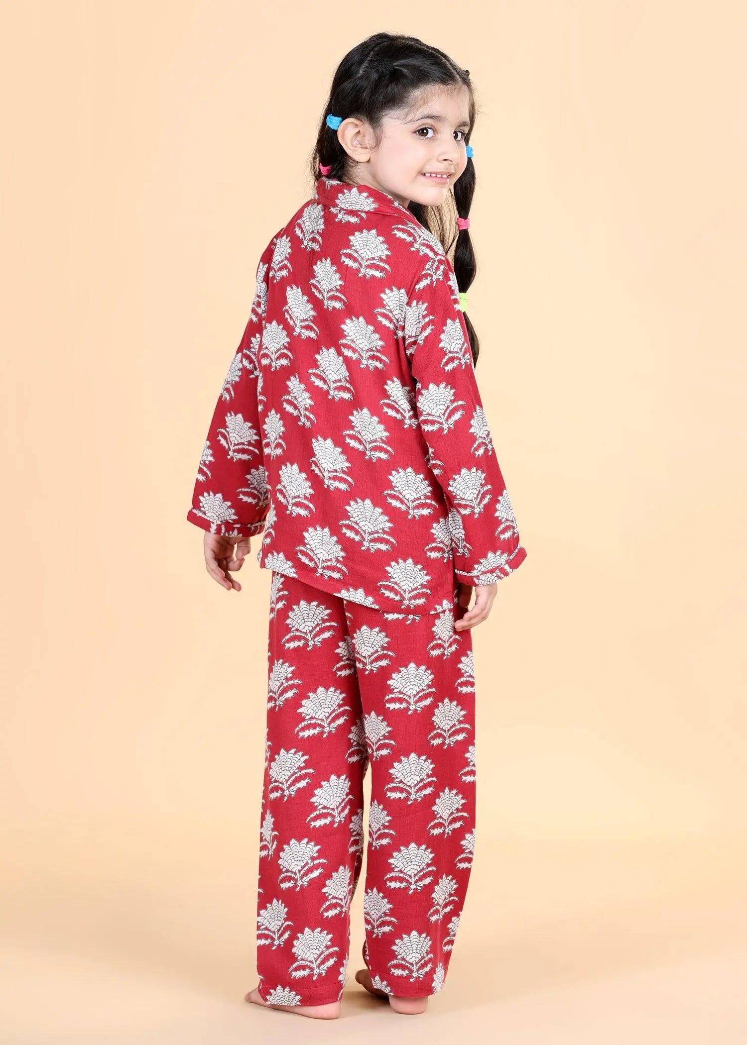 Winter Red Full Sleeves Cotton Nighsuit Unisex (1-12 Years)