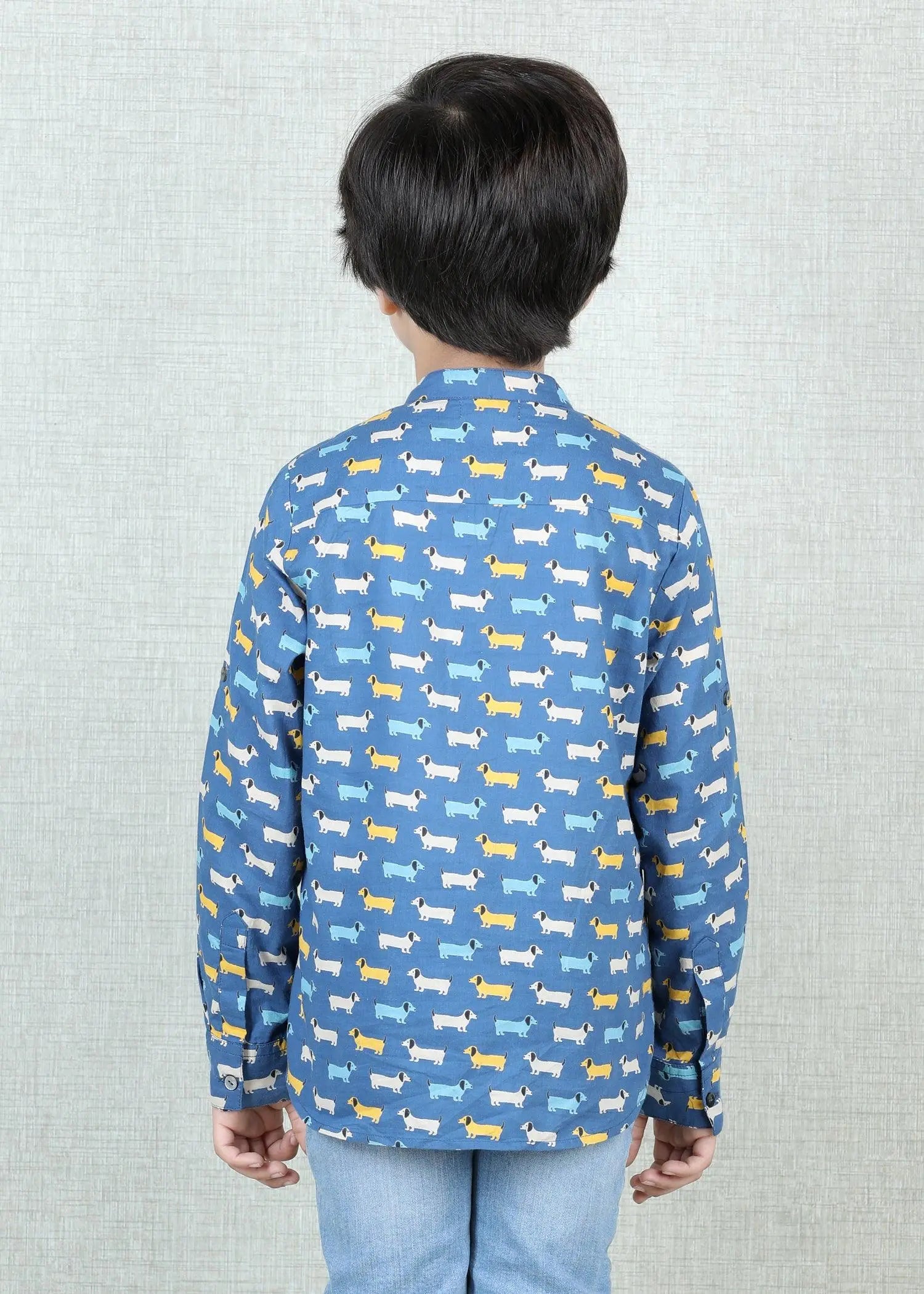 Dashound Blue Cotton Full Sleeves Shirt Boy (6 Months -12 Years)