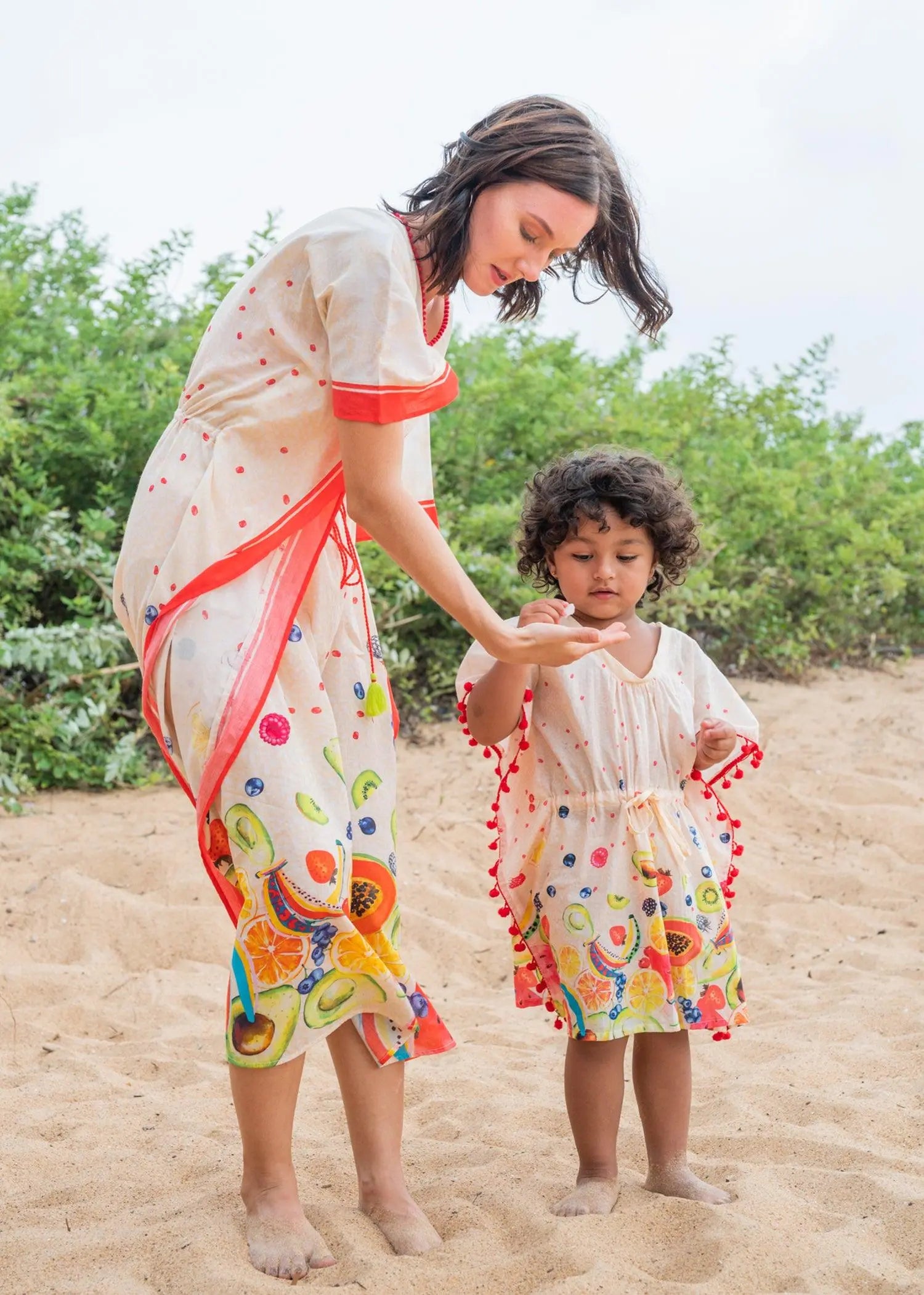 Peach Fruit Punch Girls Cotton Kaftan