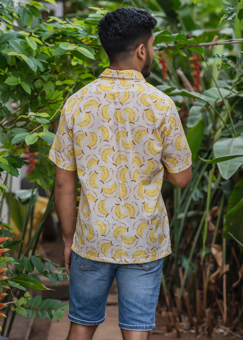 Yellow Banana Cotton Half Sleeves Shirt