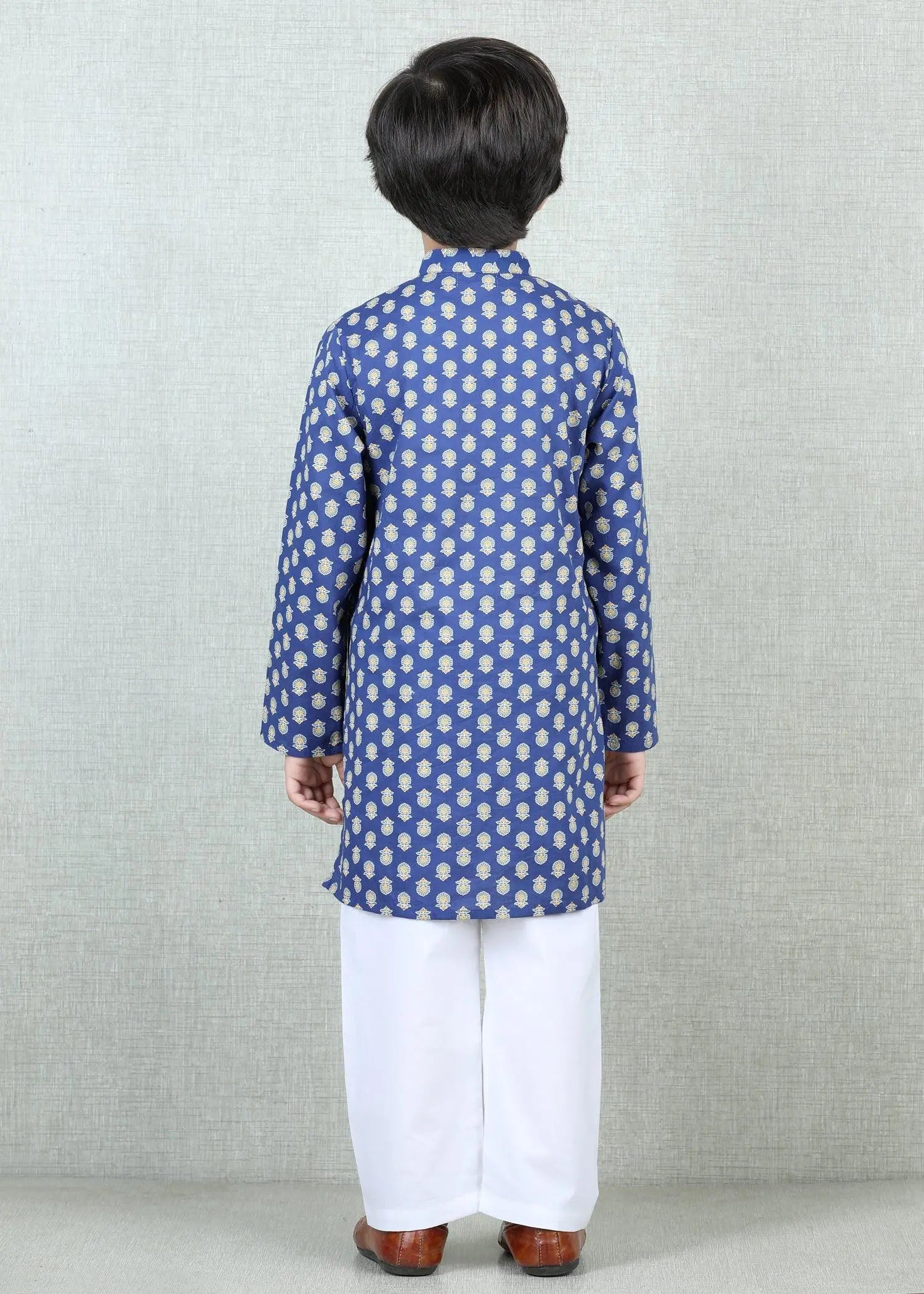 Navy Blue Cotton Full Sleeve Kurta Boys (6 Months -12 Yrs)