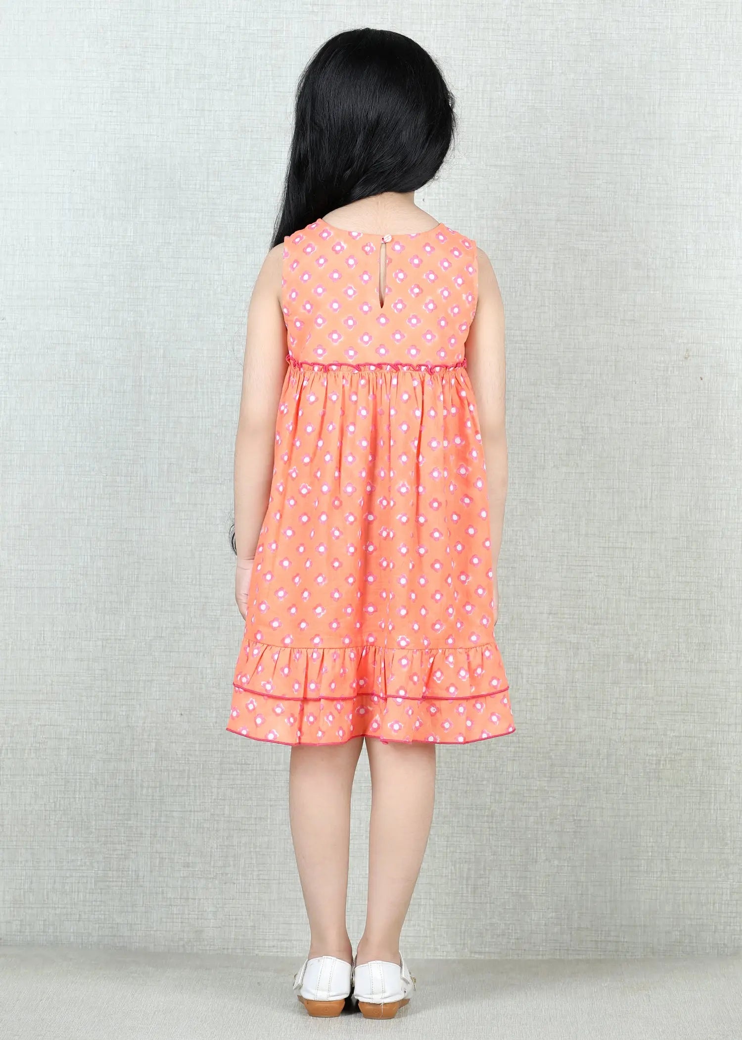 Peach Cotton Sofia Dress  Girls (6 Months -12 Yrs)