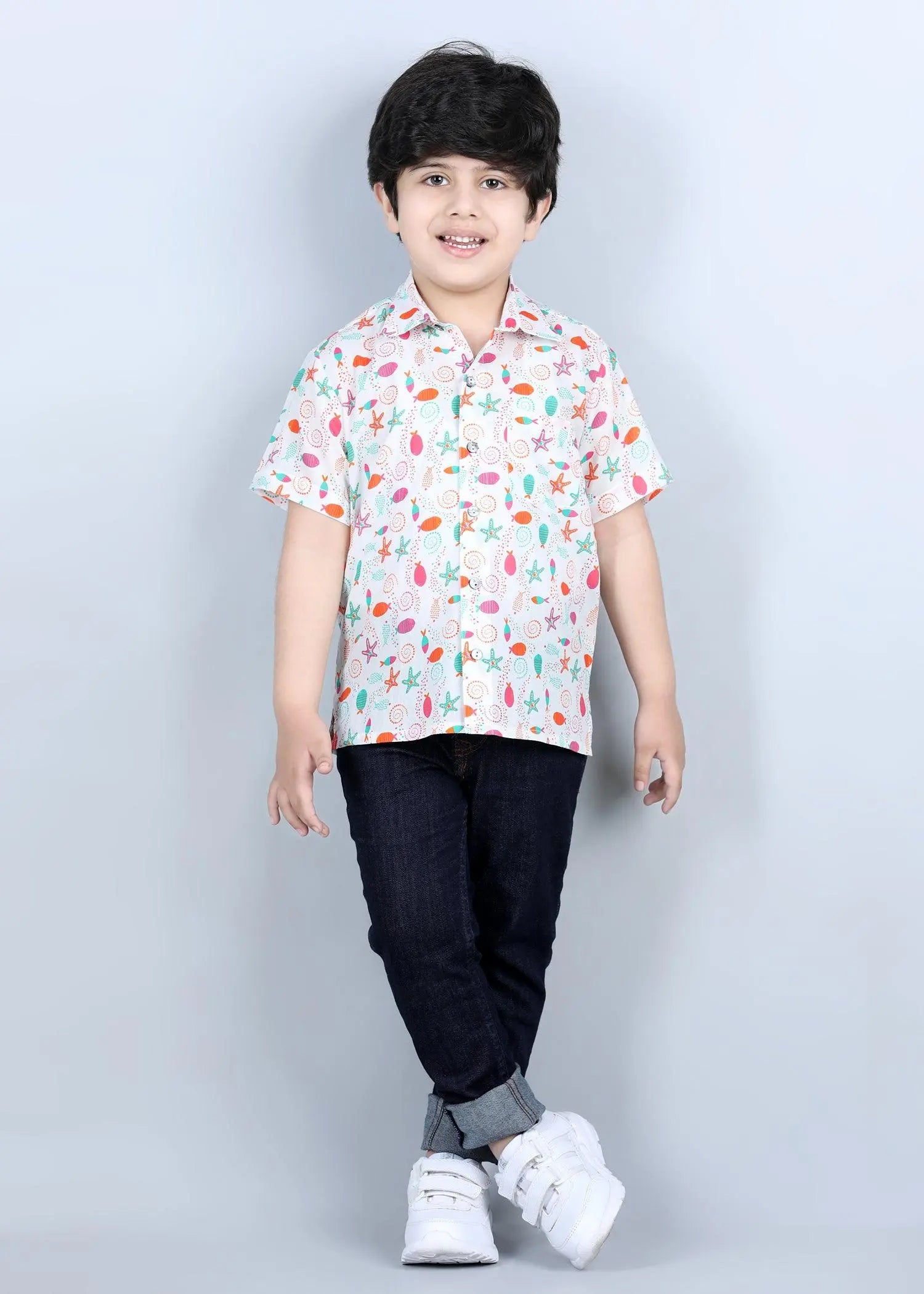 Marine White Cotton Shirt Boy (2 Years to 12 Years)