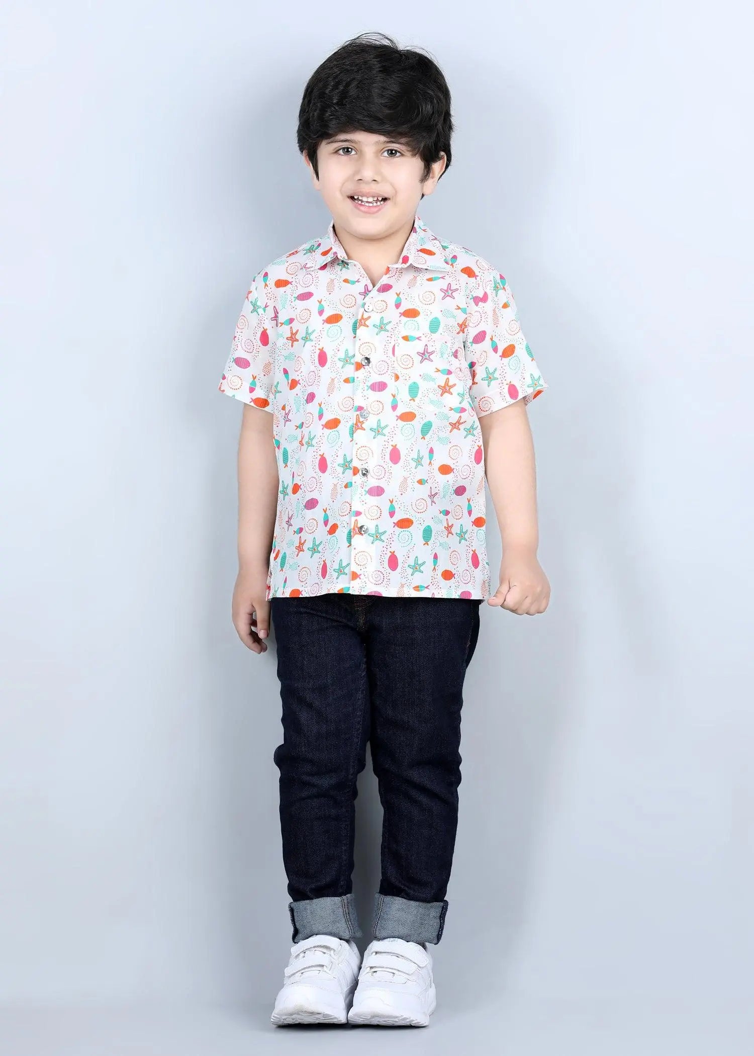 Marine White Cotton Shirt Boy (2 Years to 12 Years)