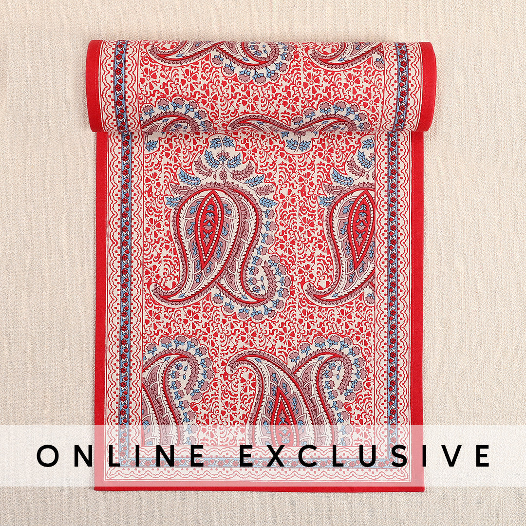 Paisley Dark Pink Cotton Runner