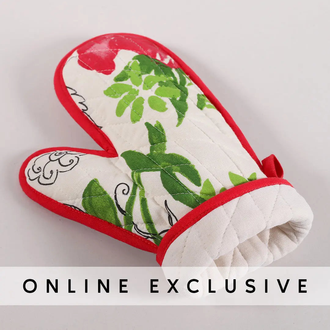 Butterfly Pink & Green Cotton Oven Gloves