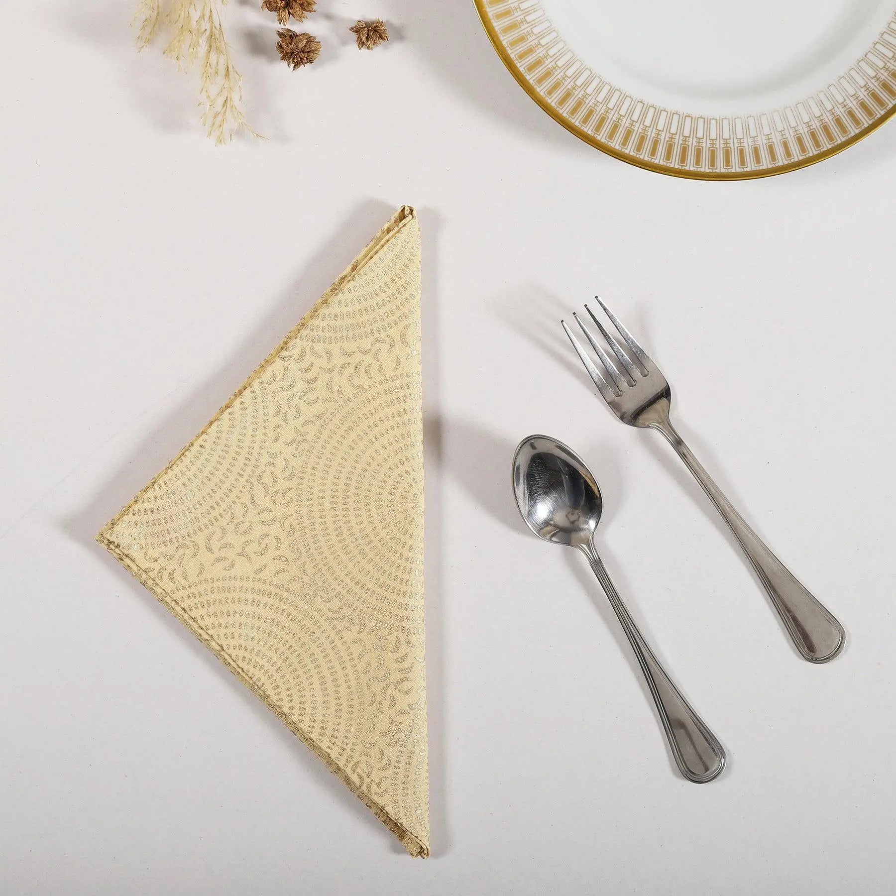 Beige & Gold Cotton Napkin Set of 6