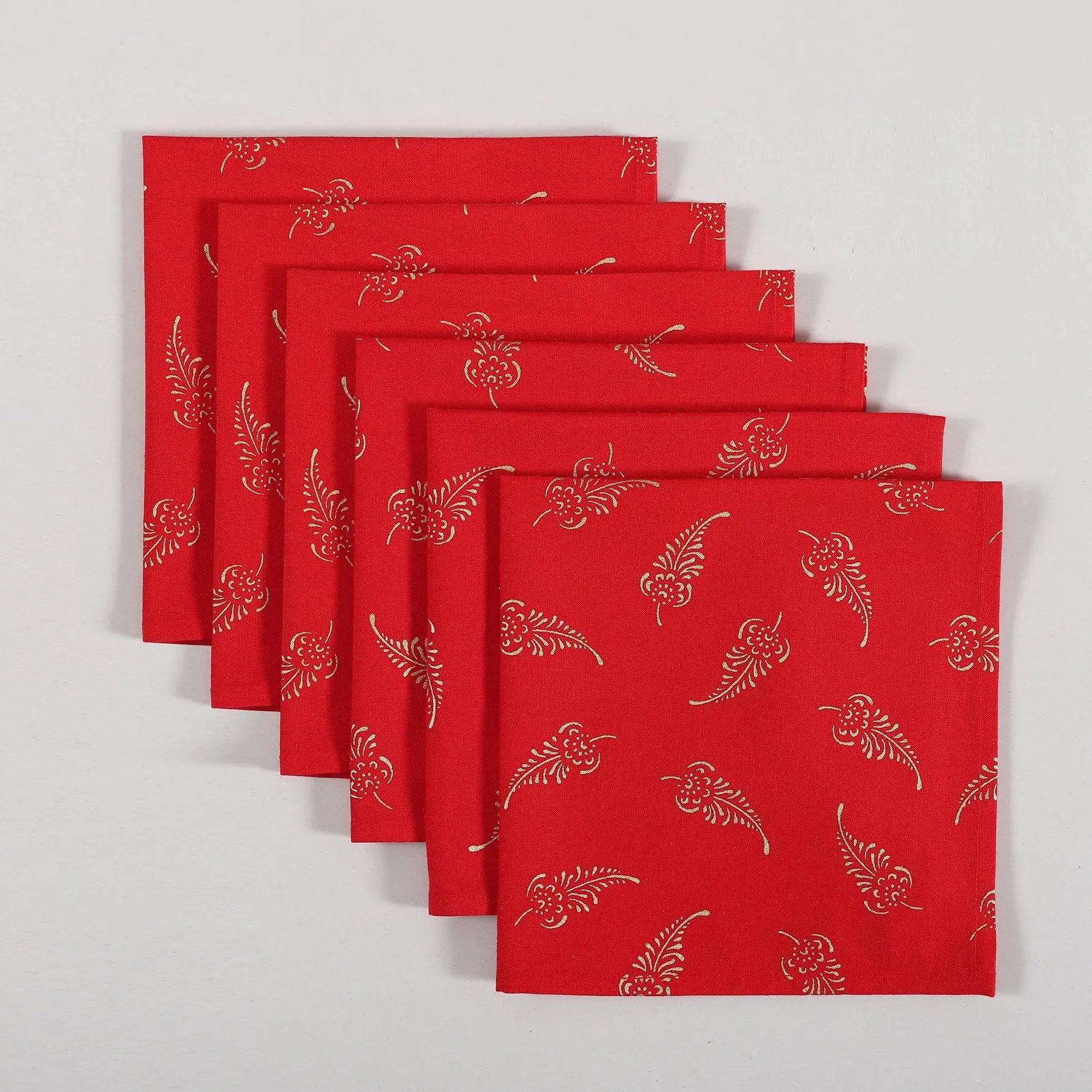 Red & Gold Cotton Napkin Set of 6