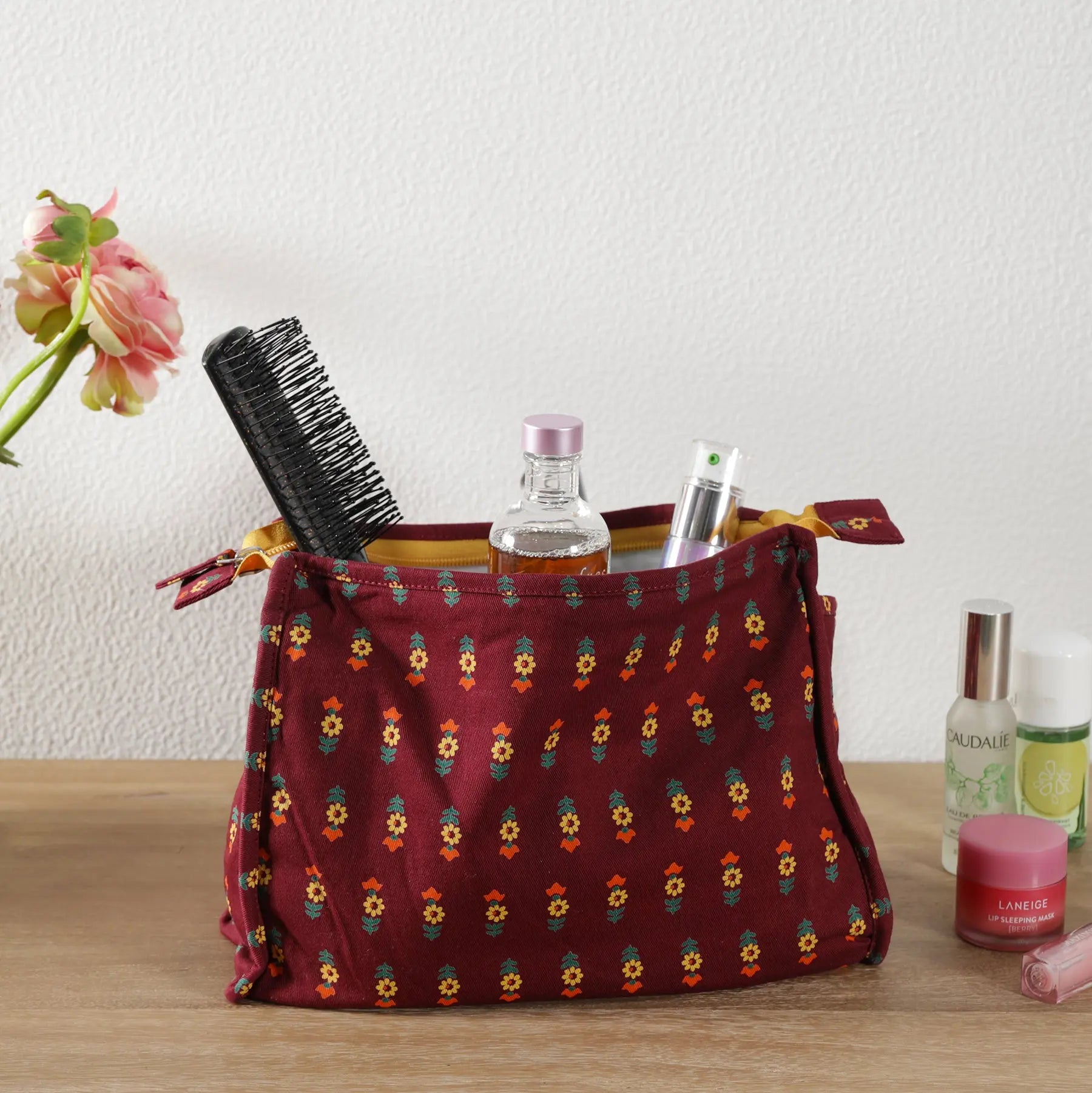 Brown Color Cotton Toilet Bag