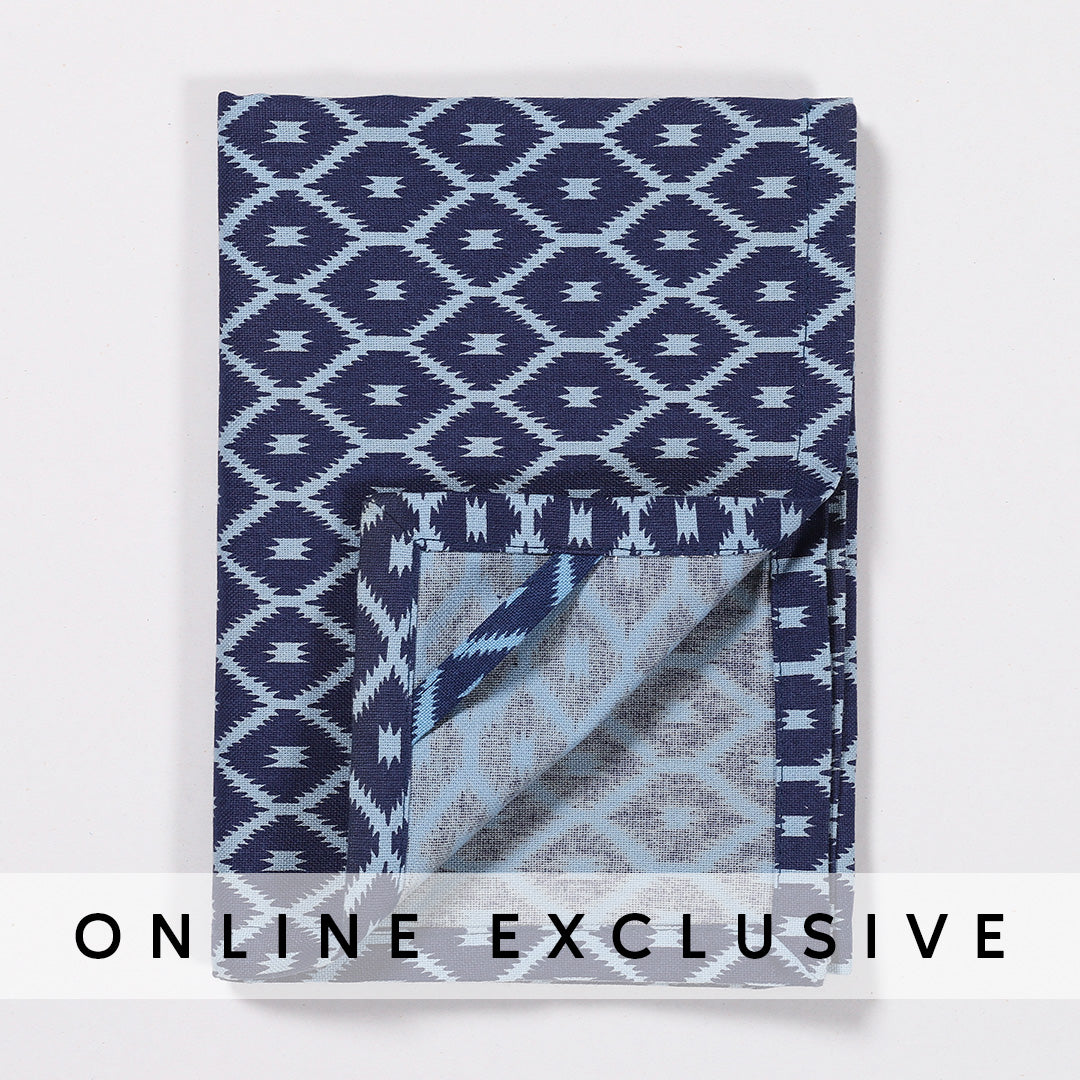 Ikat Blue Cotton Kitchen Towel Set of 3