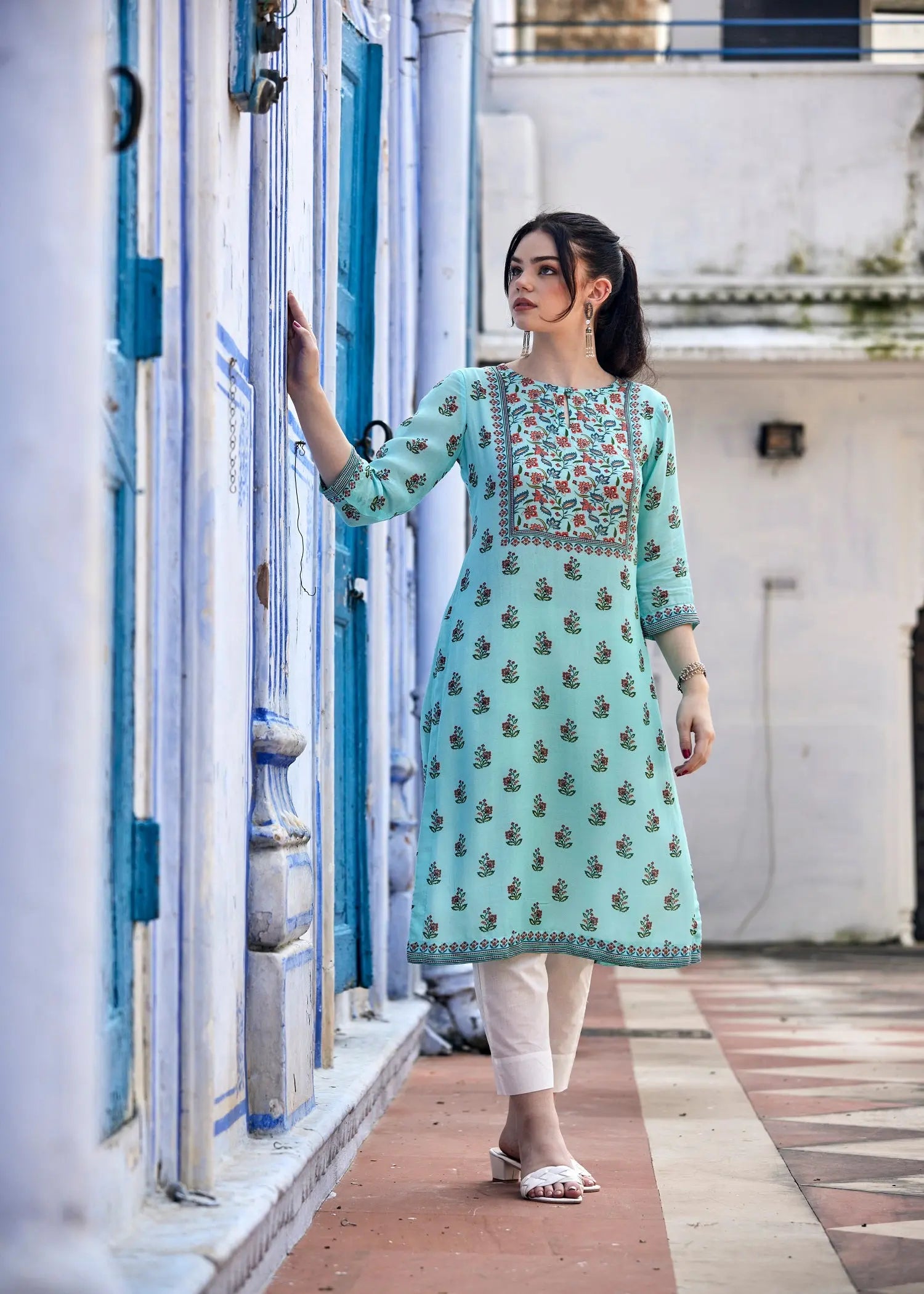 Regular Sky Blue Kurta