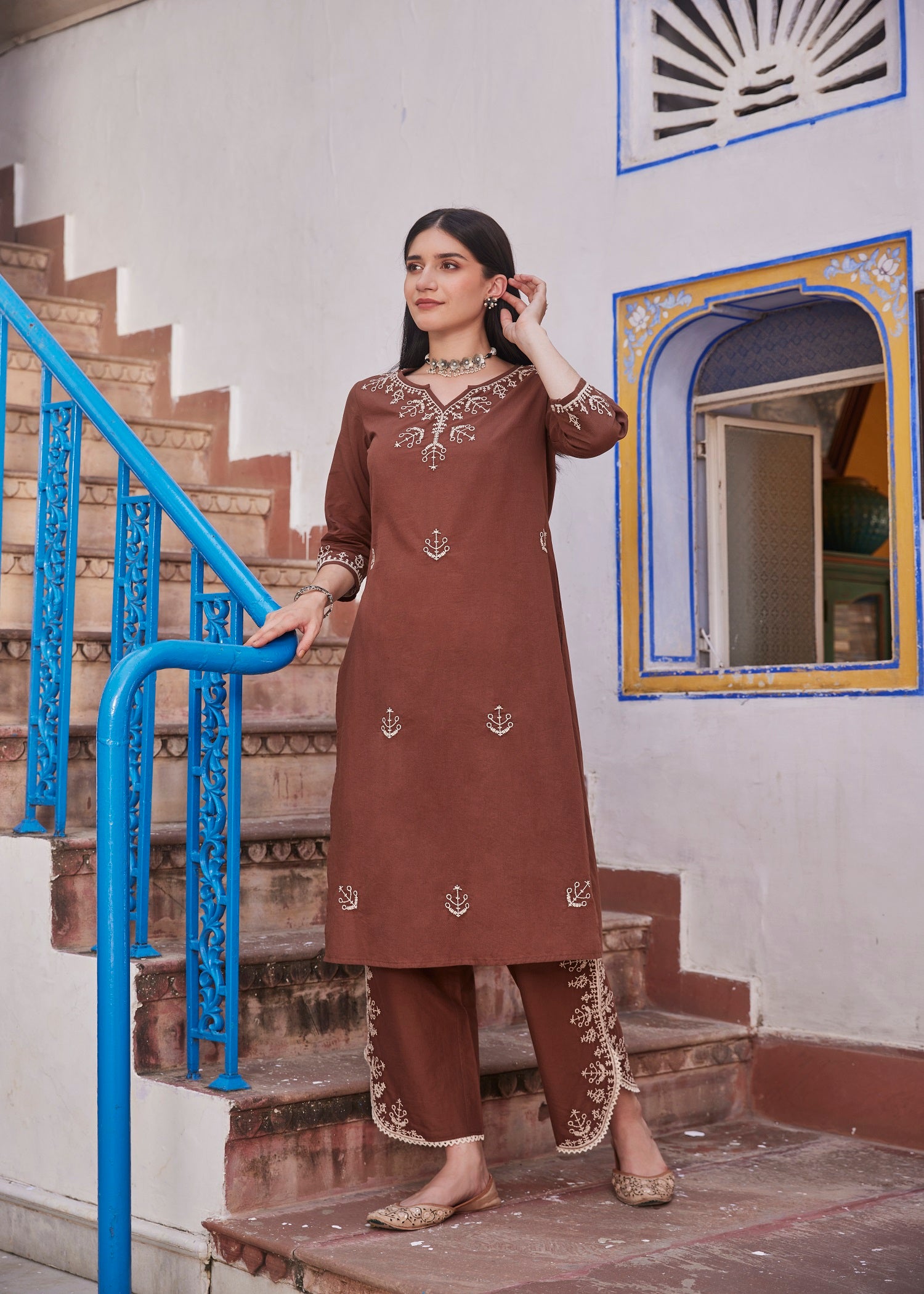 Regular Brown Women Cotton Kurta