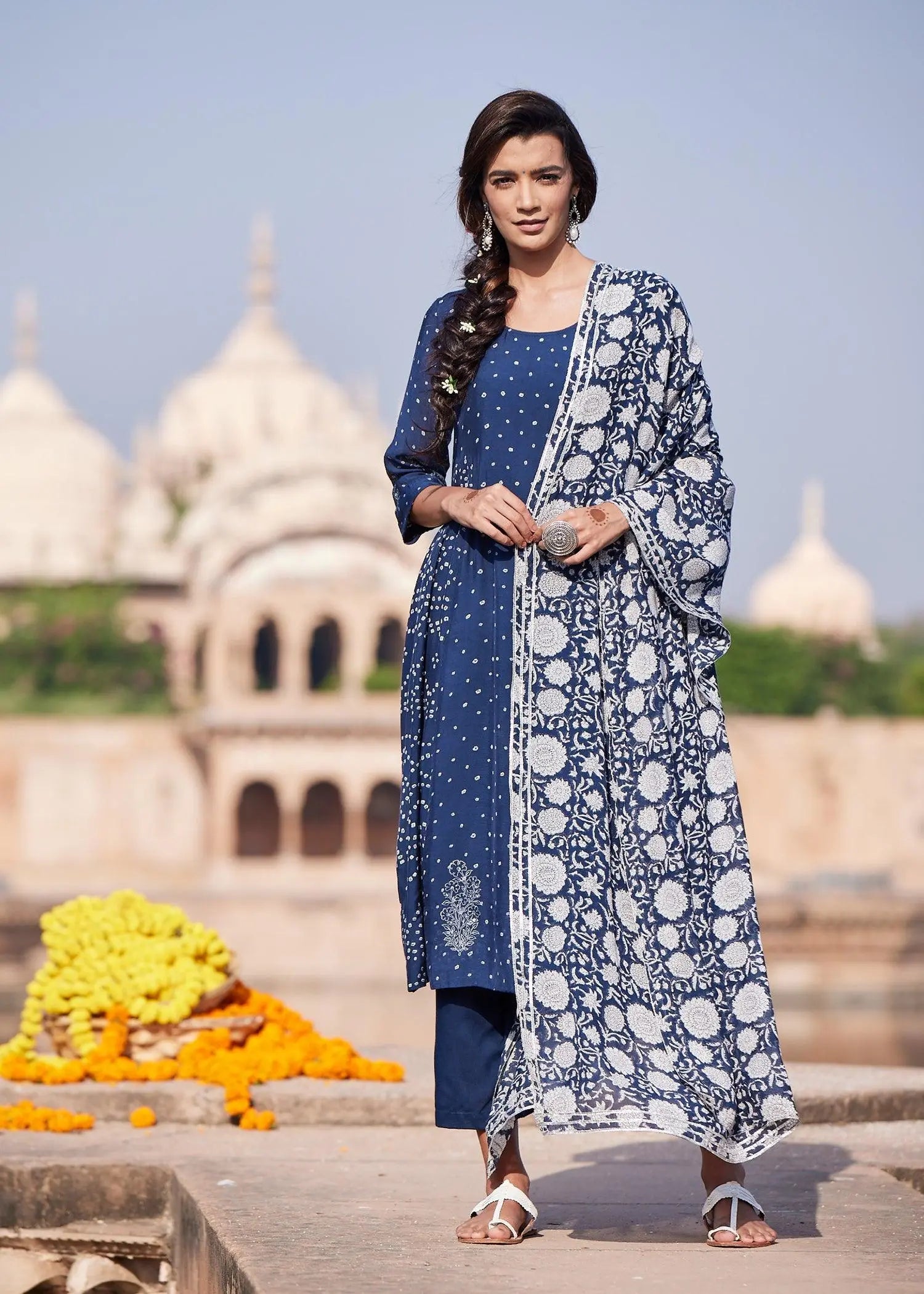 Navy Viscose Dupatta