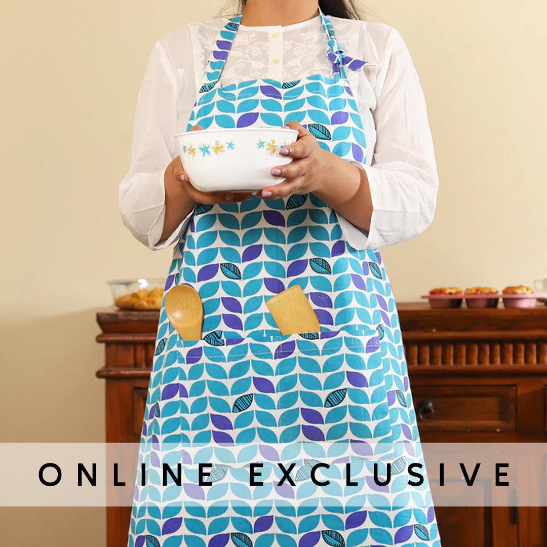 Leaf Jaal Blue & Purple Cotton Apron