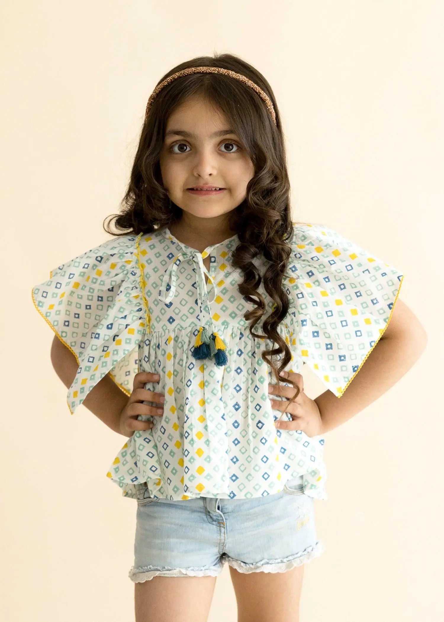 Diamond Blue Cotton Kavya Top Girls (6 Months -12 Yrs)