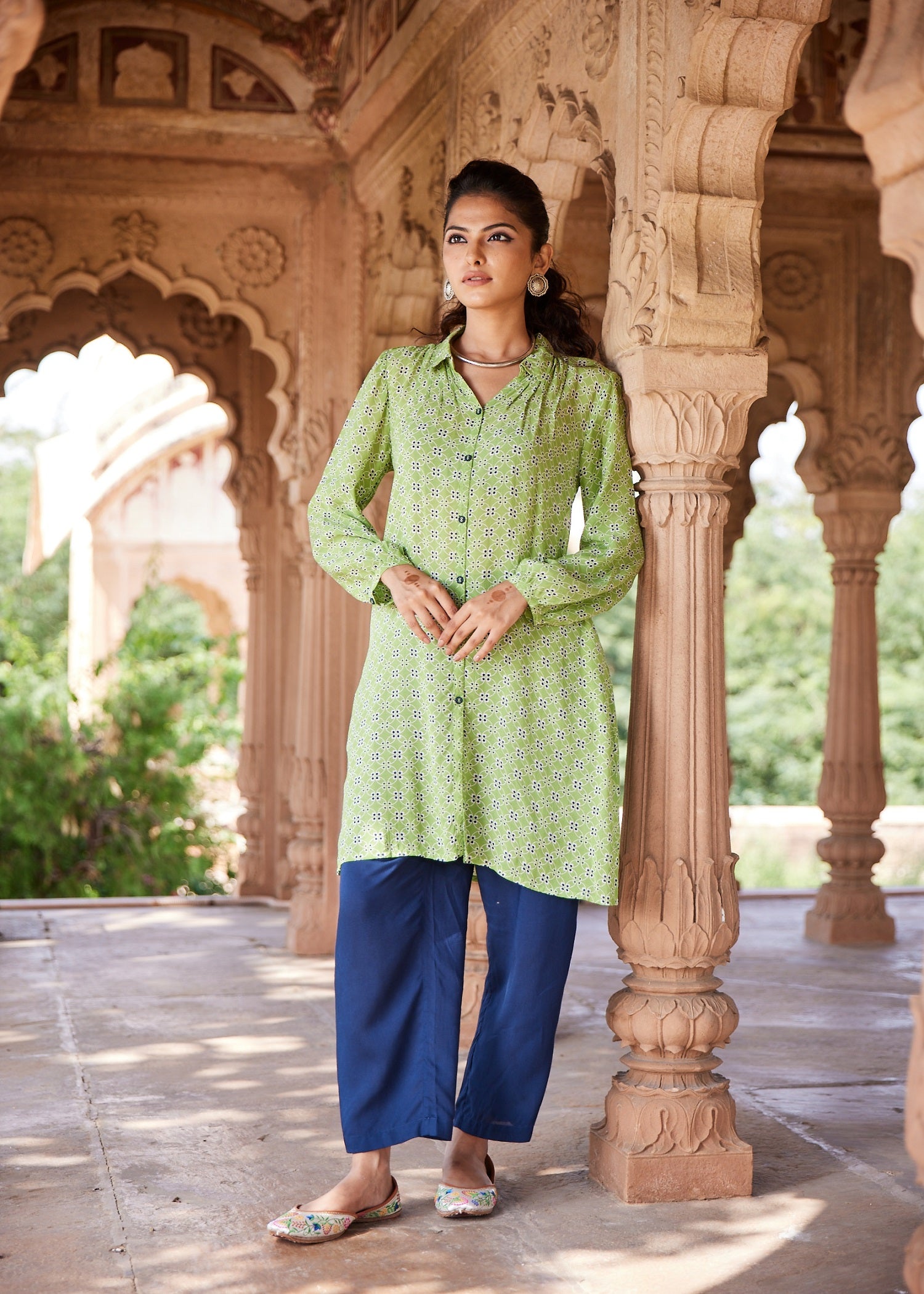 Green Regular Viscose Tunic