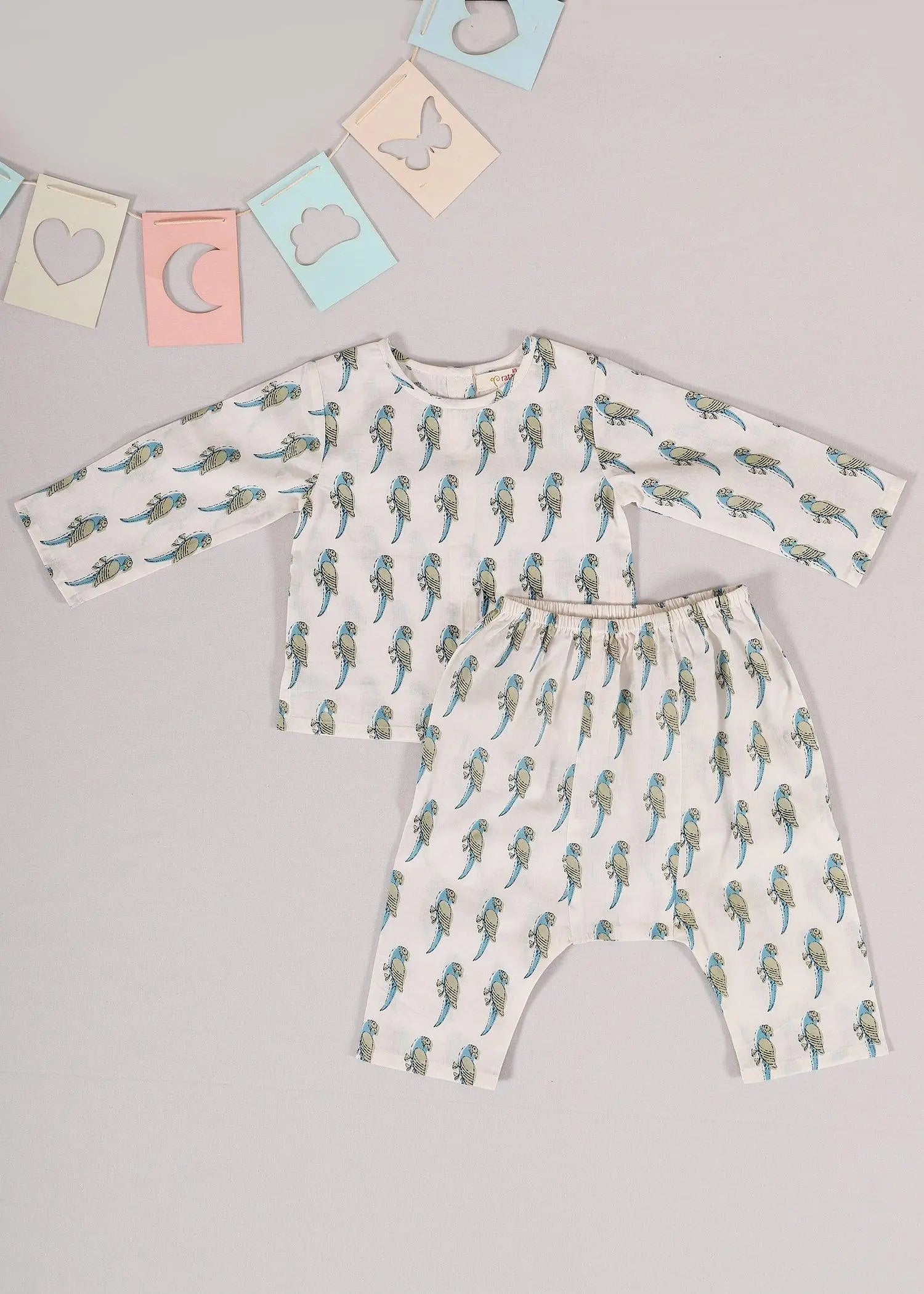 Tota Green Cotton Night Suit Unisex (3-12 Months)