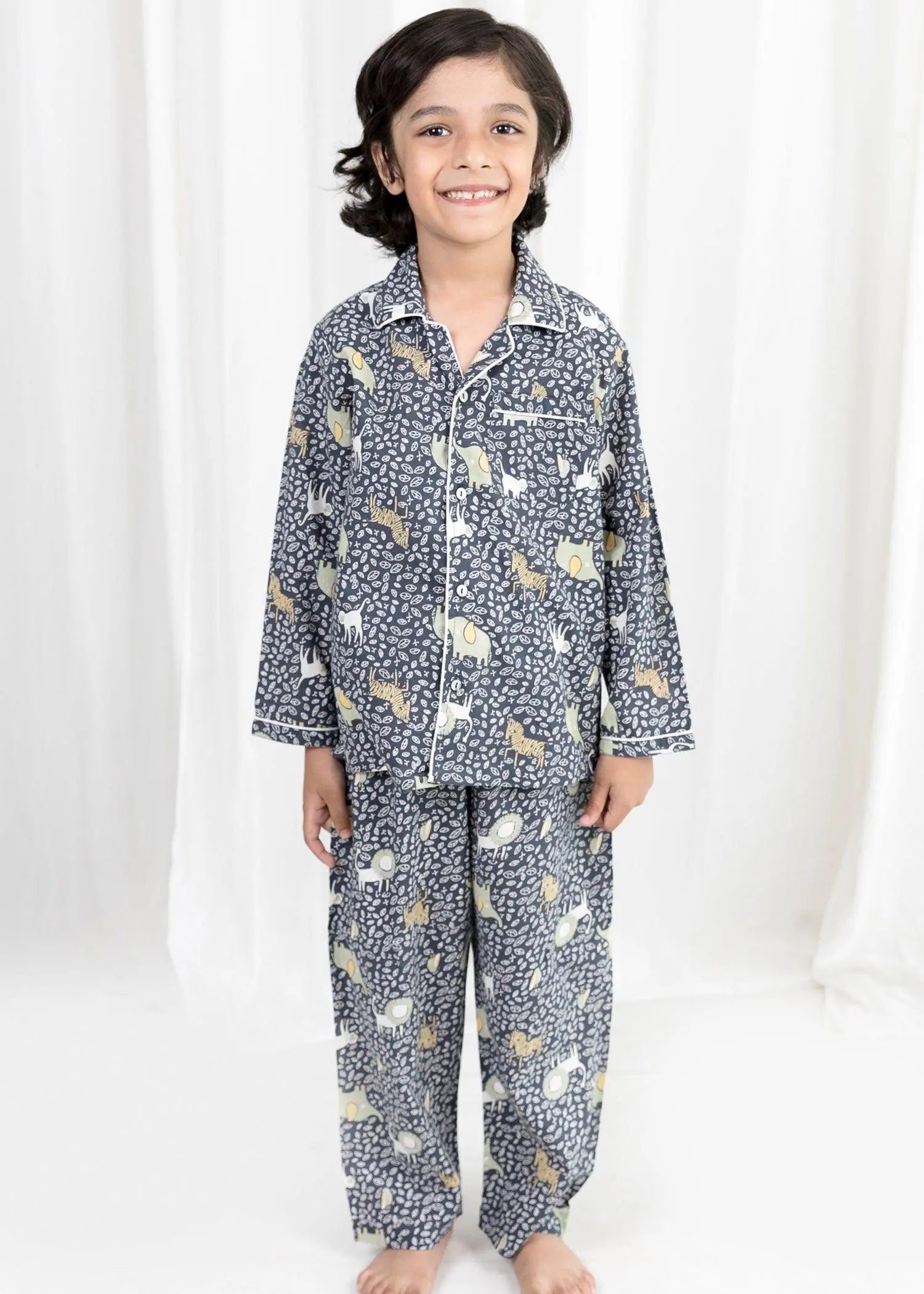 Jungle Book Grey Full Sleeves Cotton Nighsuit Boys (1-12 Years)