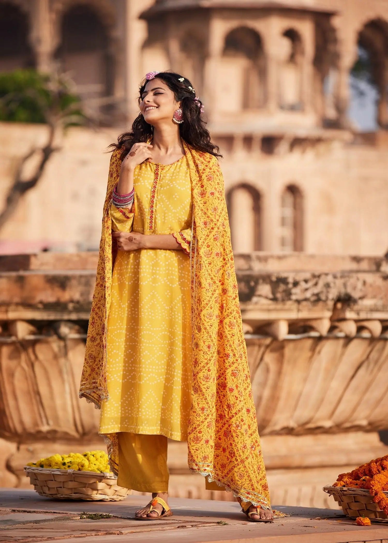 Yellow Viscose Dupatta