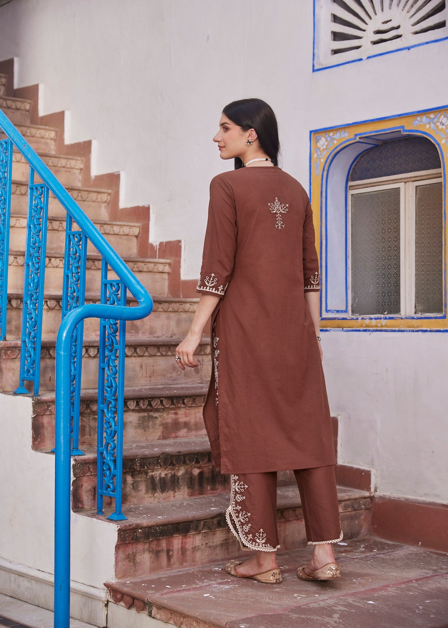 Regular Brown Women Cotton Kurta