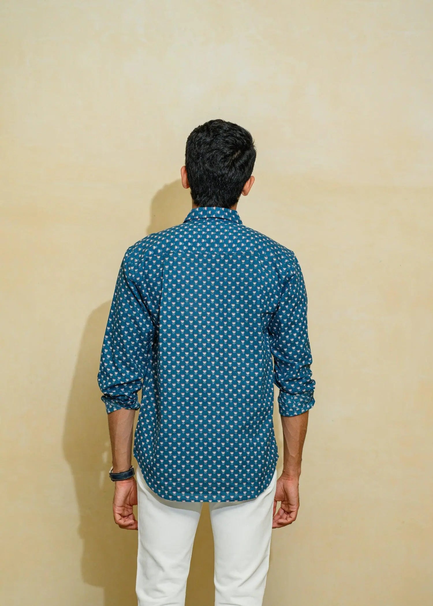 Dark Teal Regular Cotton Full Sleeves Shirt