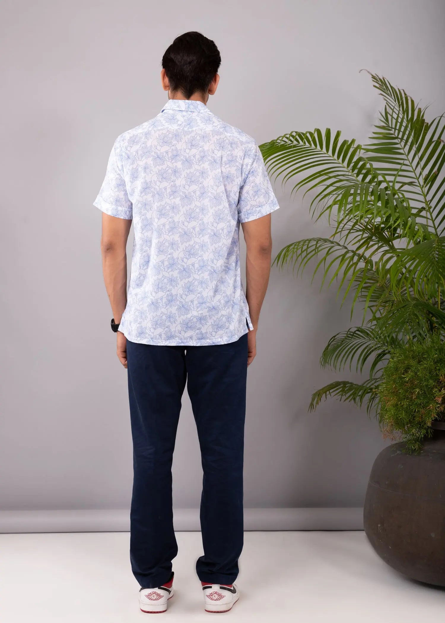 Pacific Blue Regular Cotton Half Sleeves Shirt