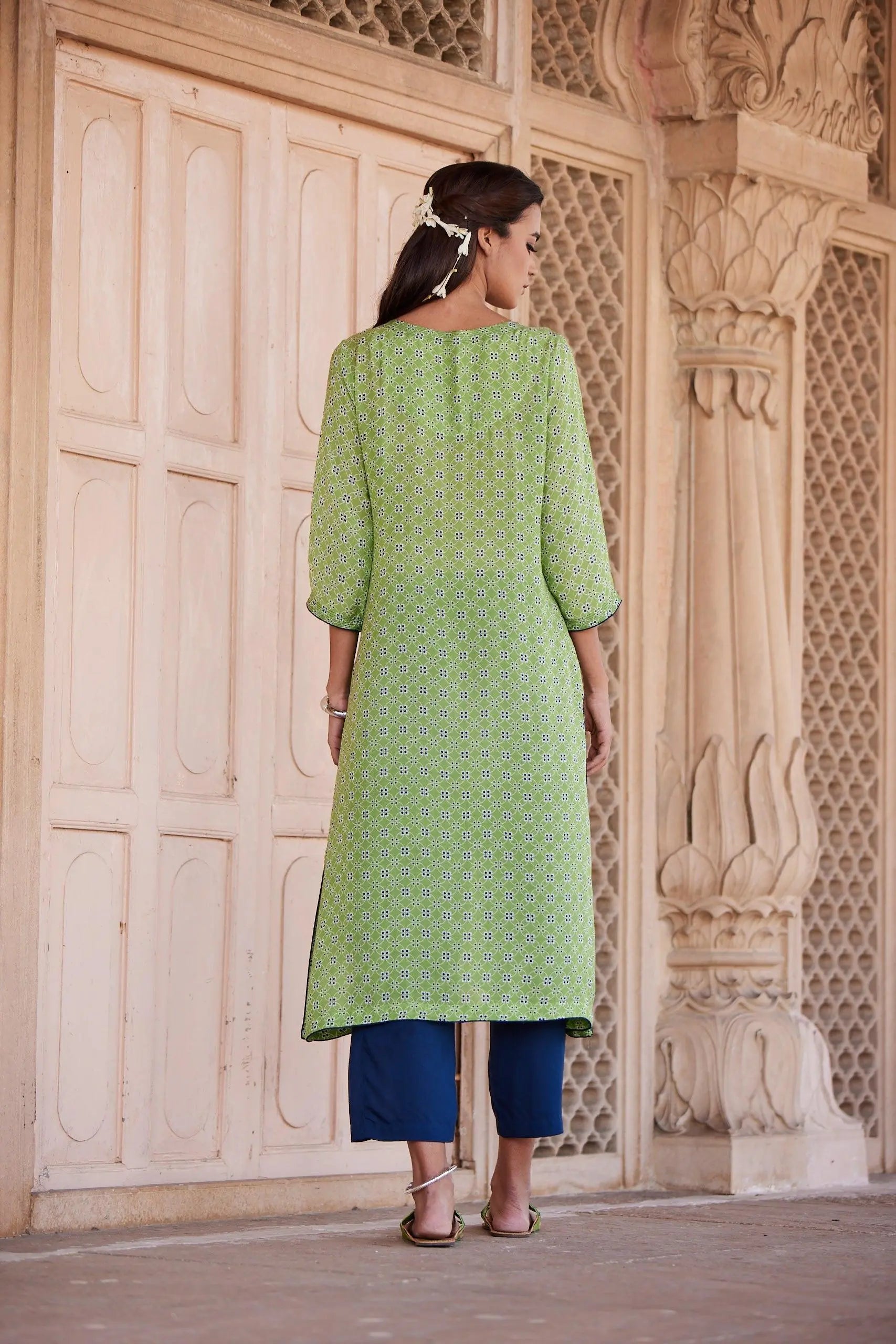 Green Regular Viscose Kurta