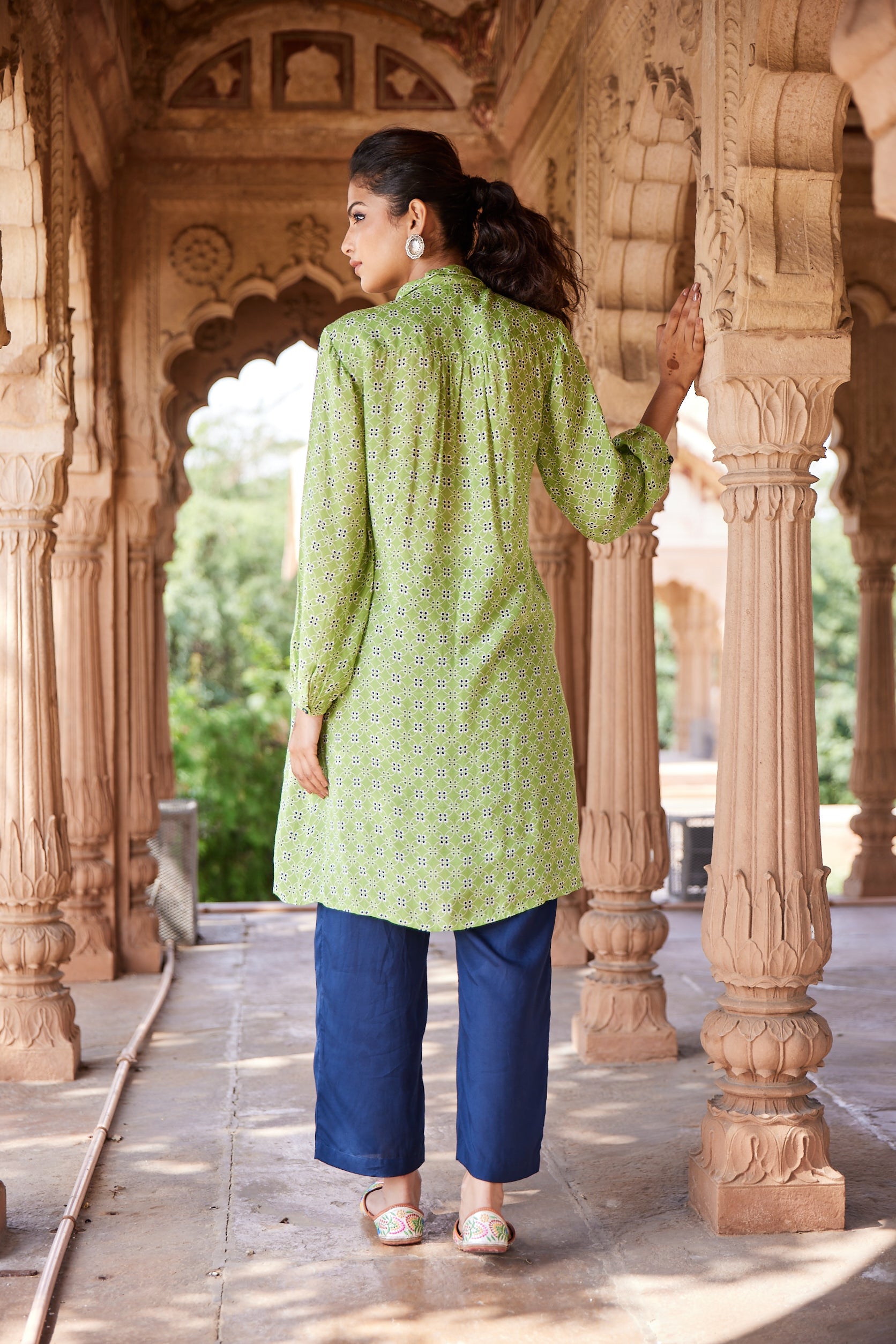 Green Regular Viscose Tunic