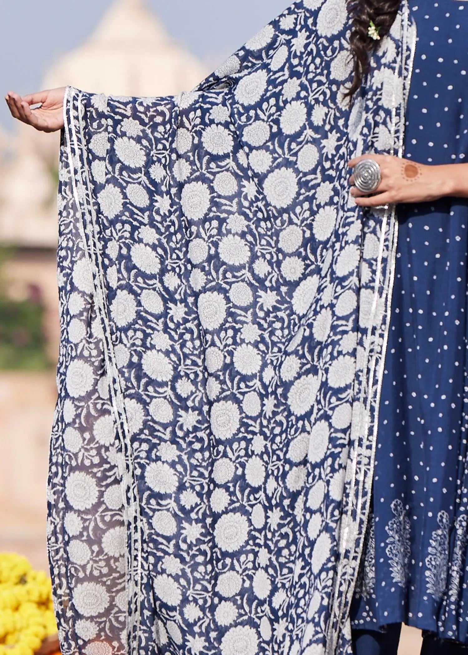 Navy Viscose Dupatta