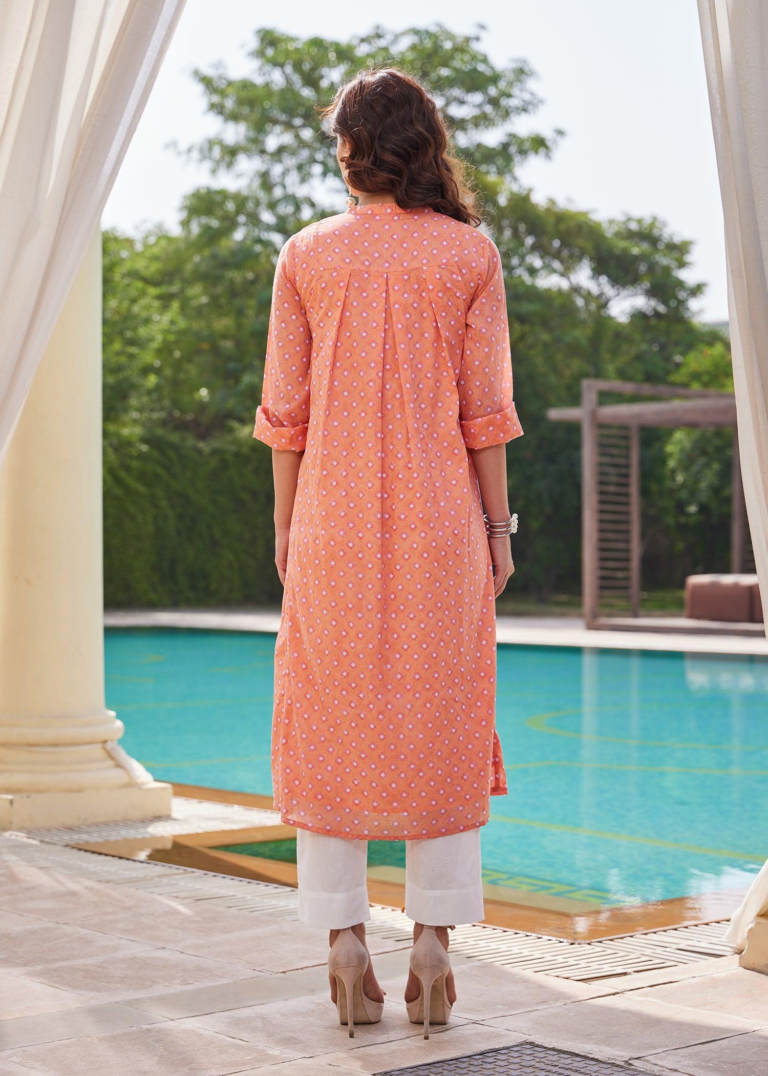 Peach Loose Voile Laila Dress