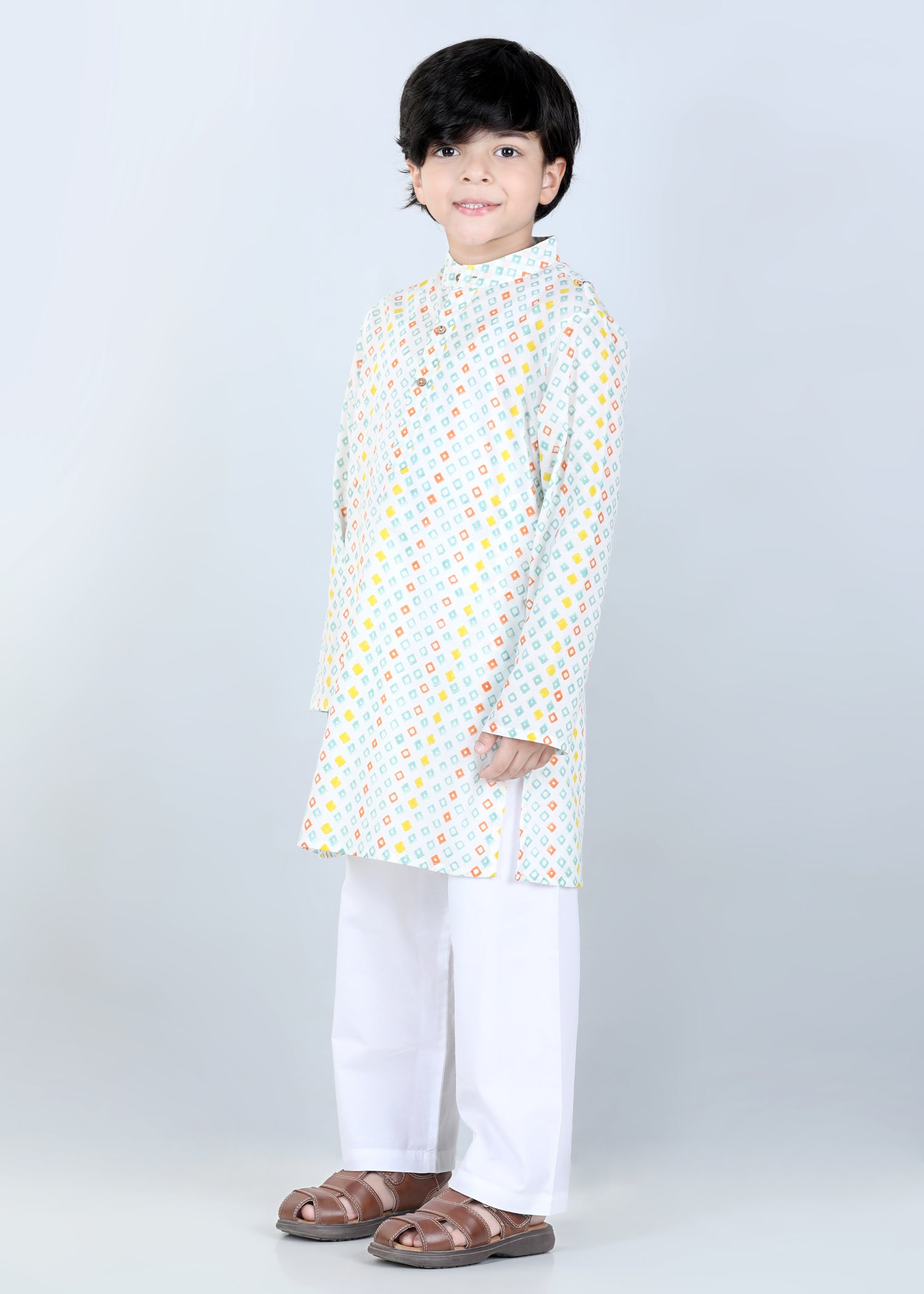 Diamond Orange Cotton Kurta Boys (2-12 Yrs)