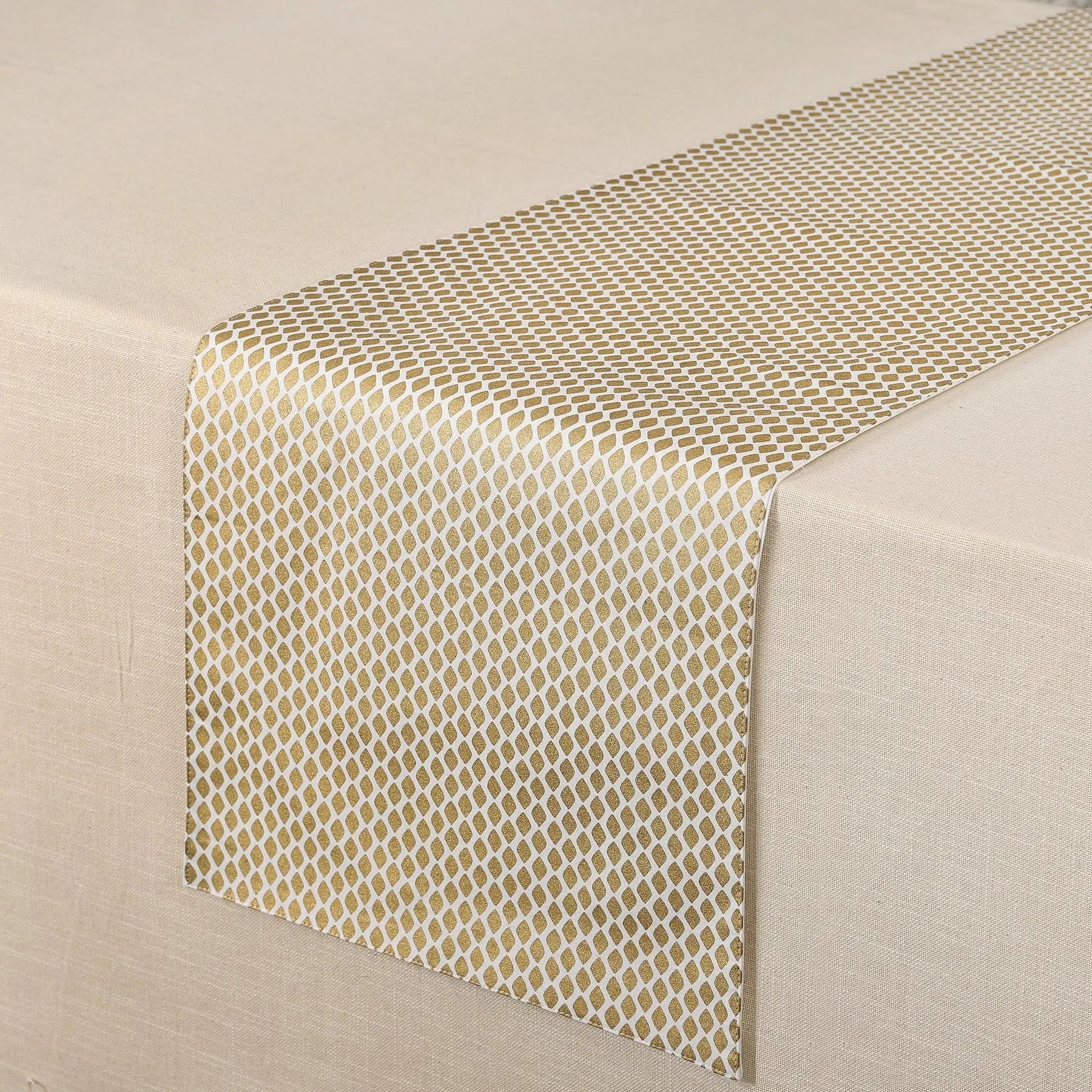 Diamond Glory Gold & White Cotton Runner