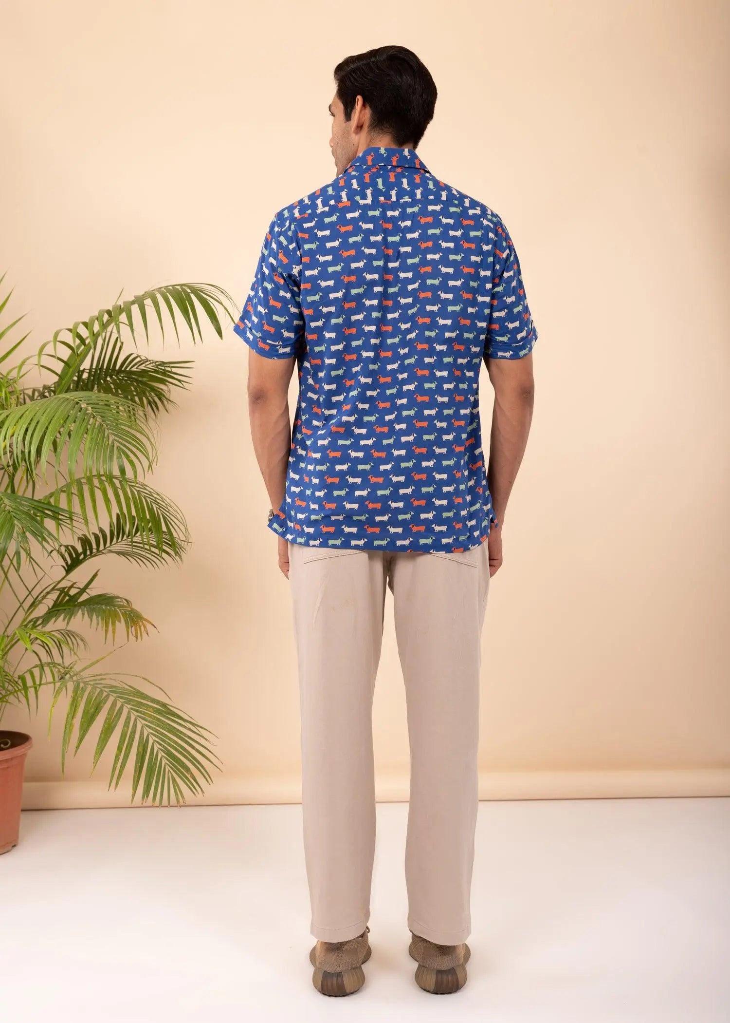 Baleine Blue Regular Cotton Half Sleeves Shirt