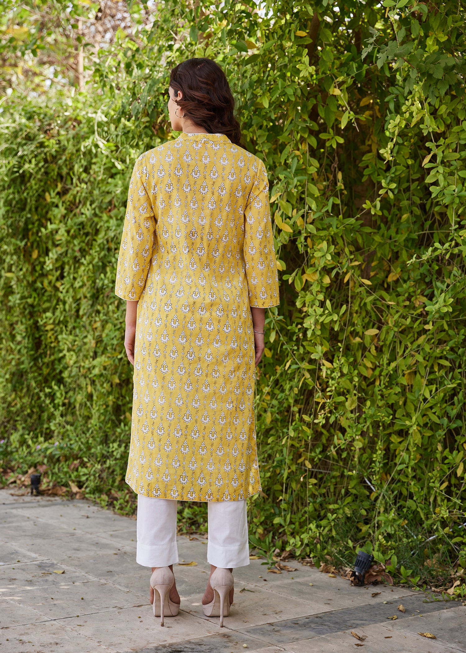 Yellow Regular Voile Kurta