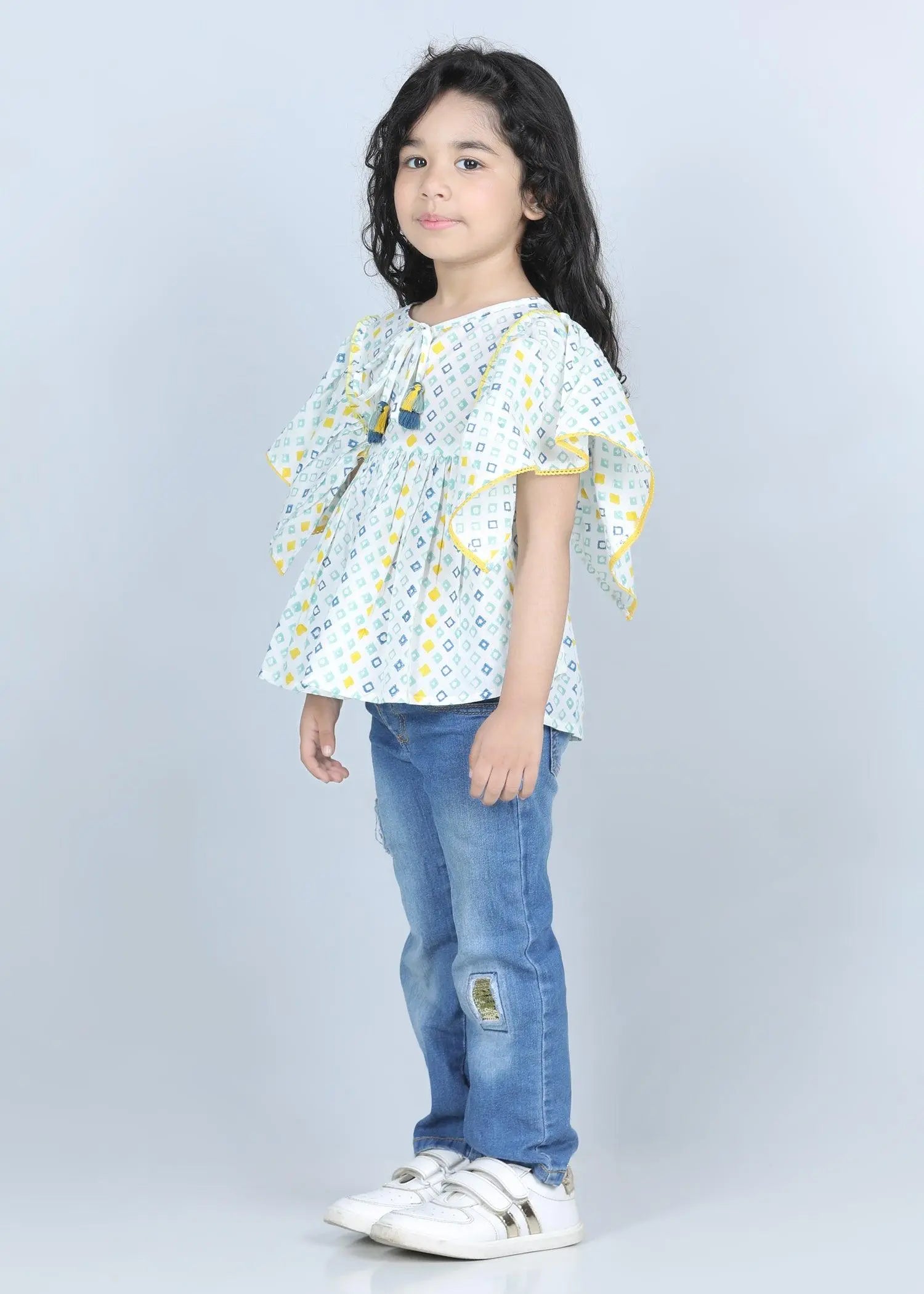 Diamond Blue Cotton Kavya Top Girls (6 Months -12 Yrs)