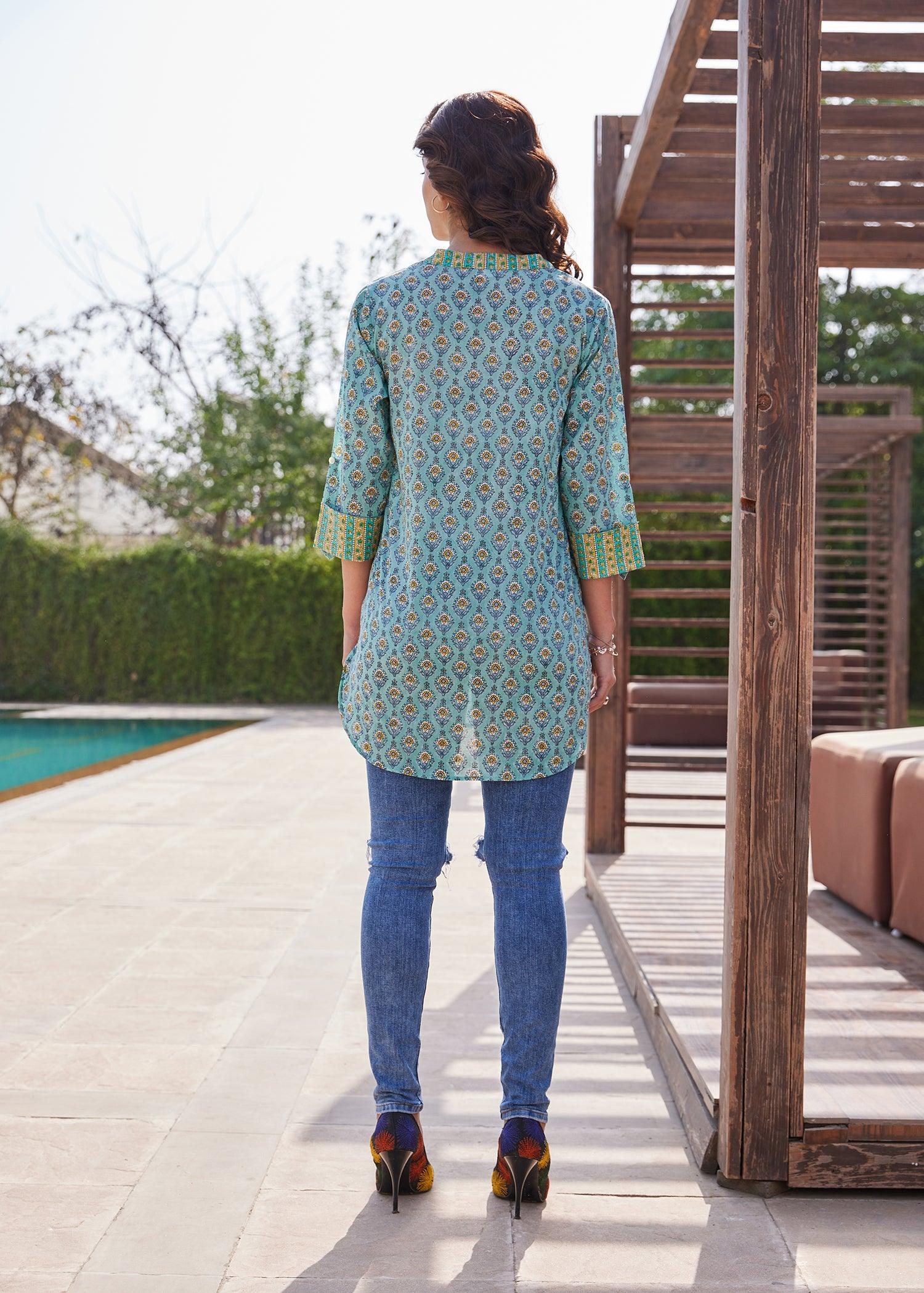 Mint Green Regular Voile Aashna Top