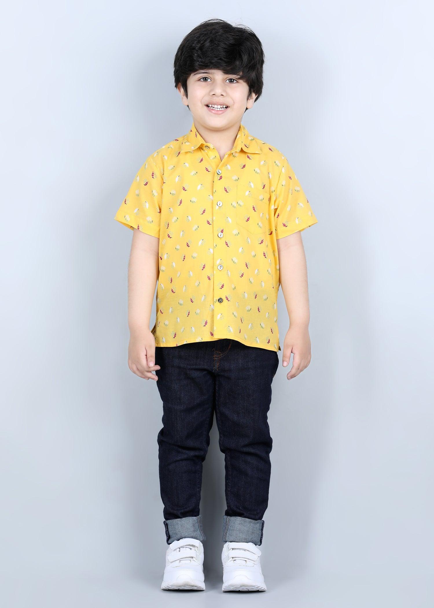 Bees Yellow Cotton Shirt Boy (2 Years to 12 Years)