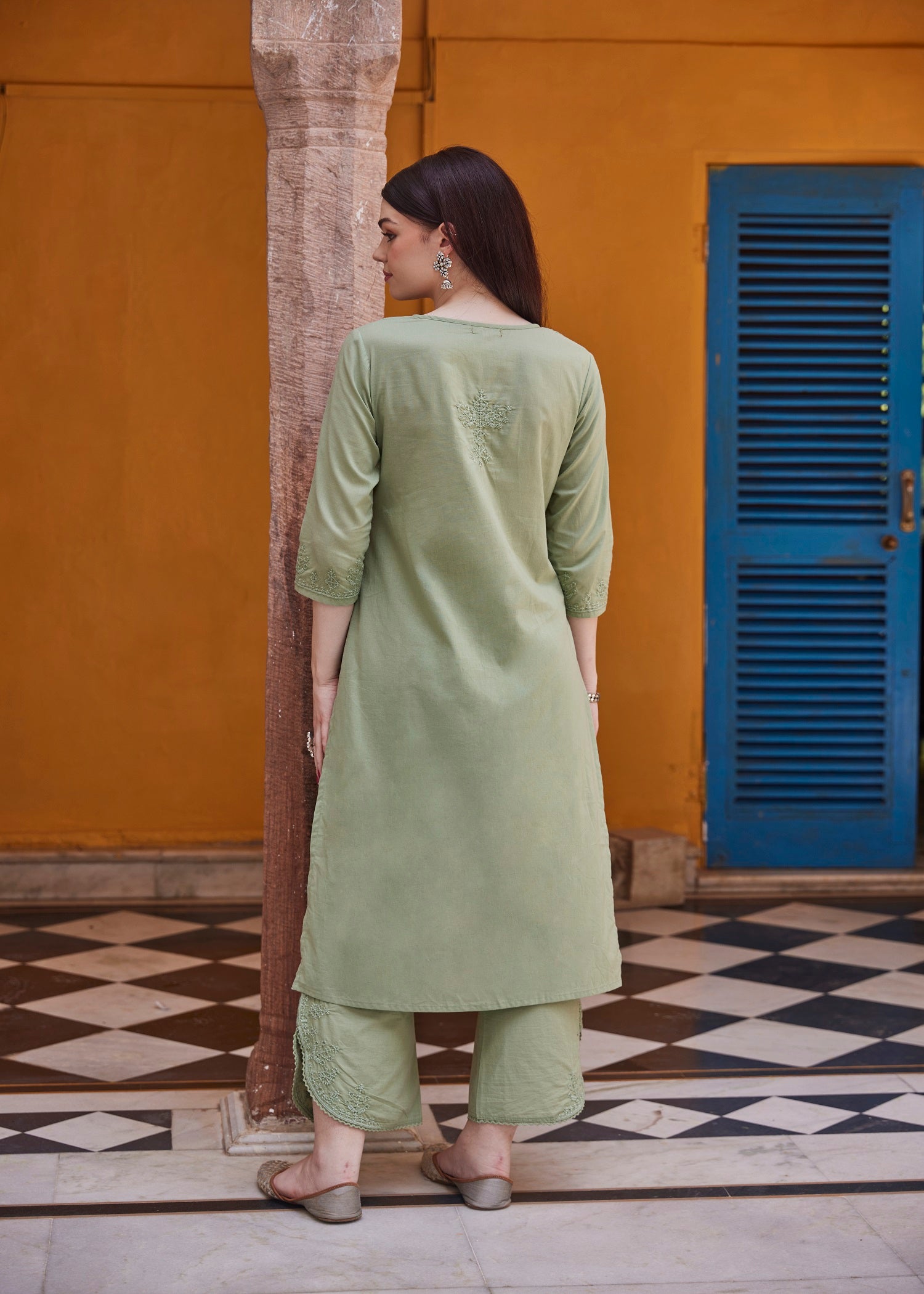 Regular Khaki Women Cotton Kurta