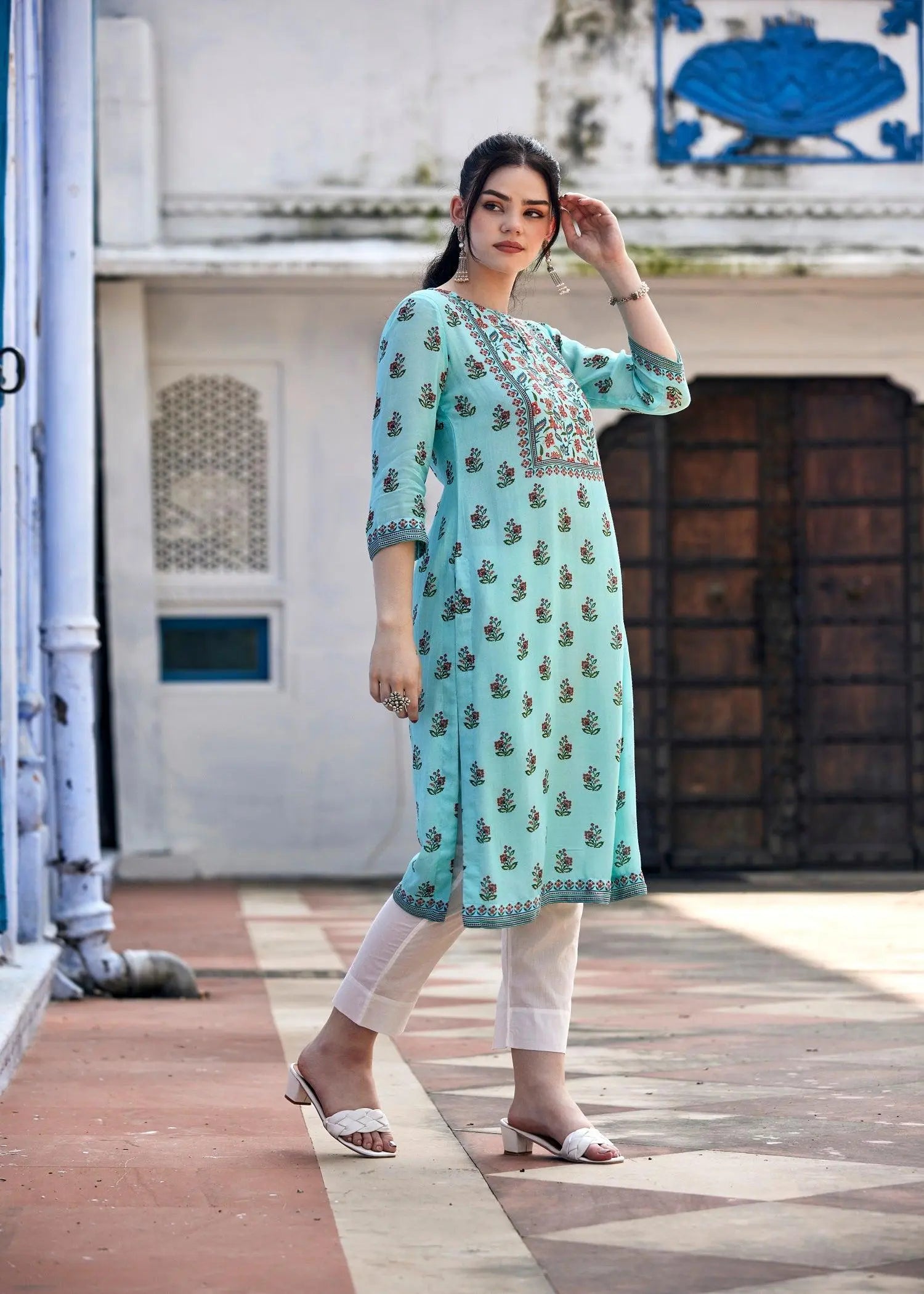 Regular Sky Blue Kurta