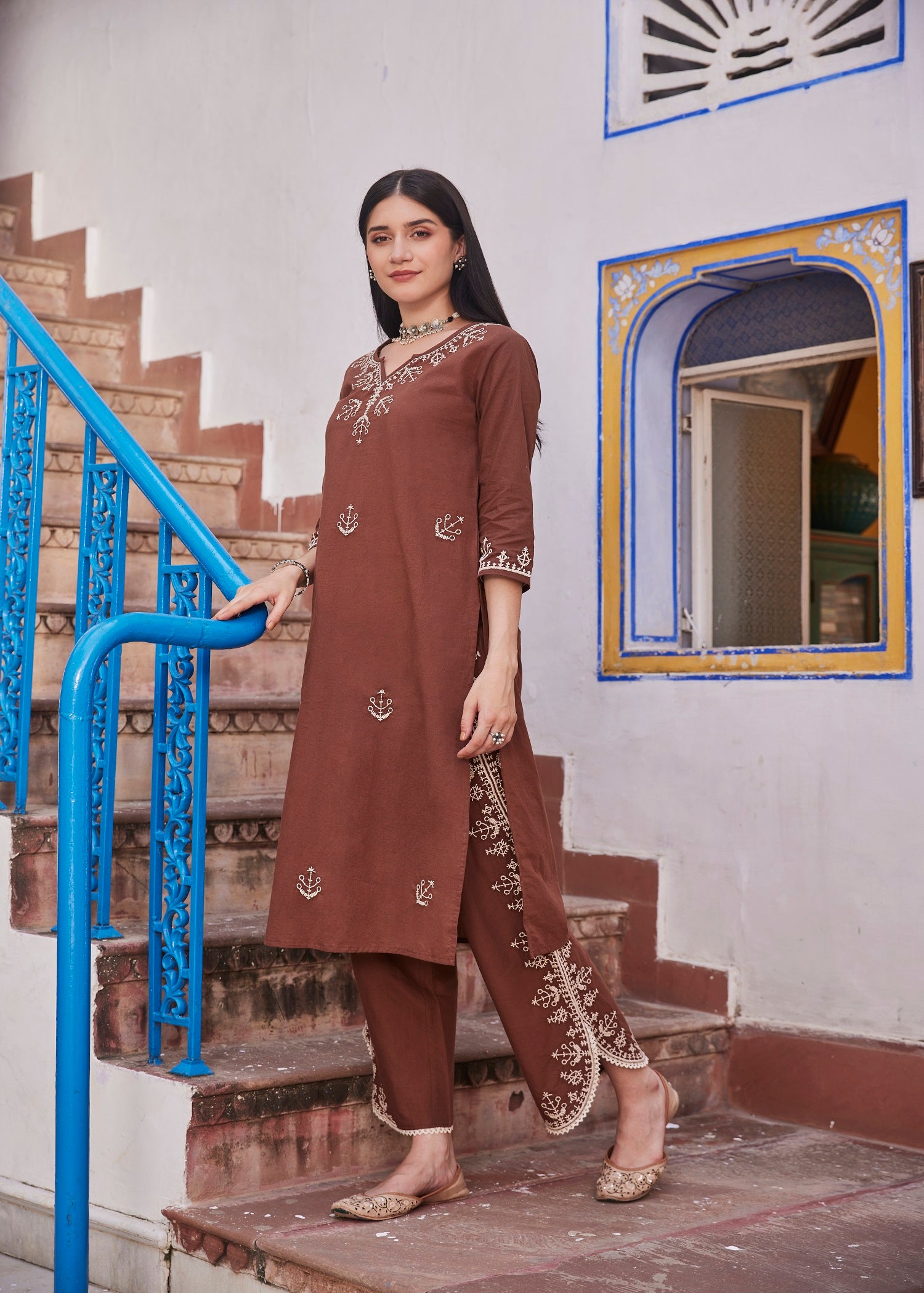 Regular Brown Women Cotton Kurta