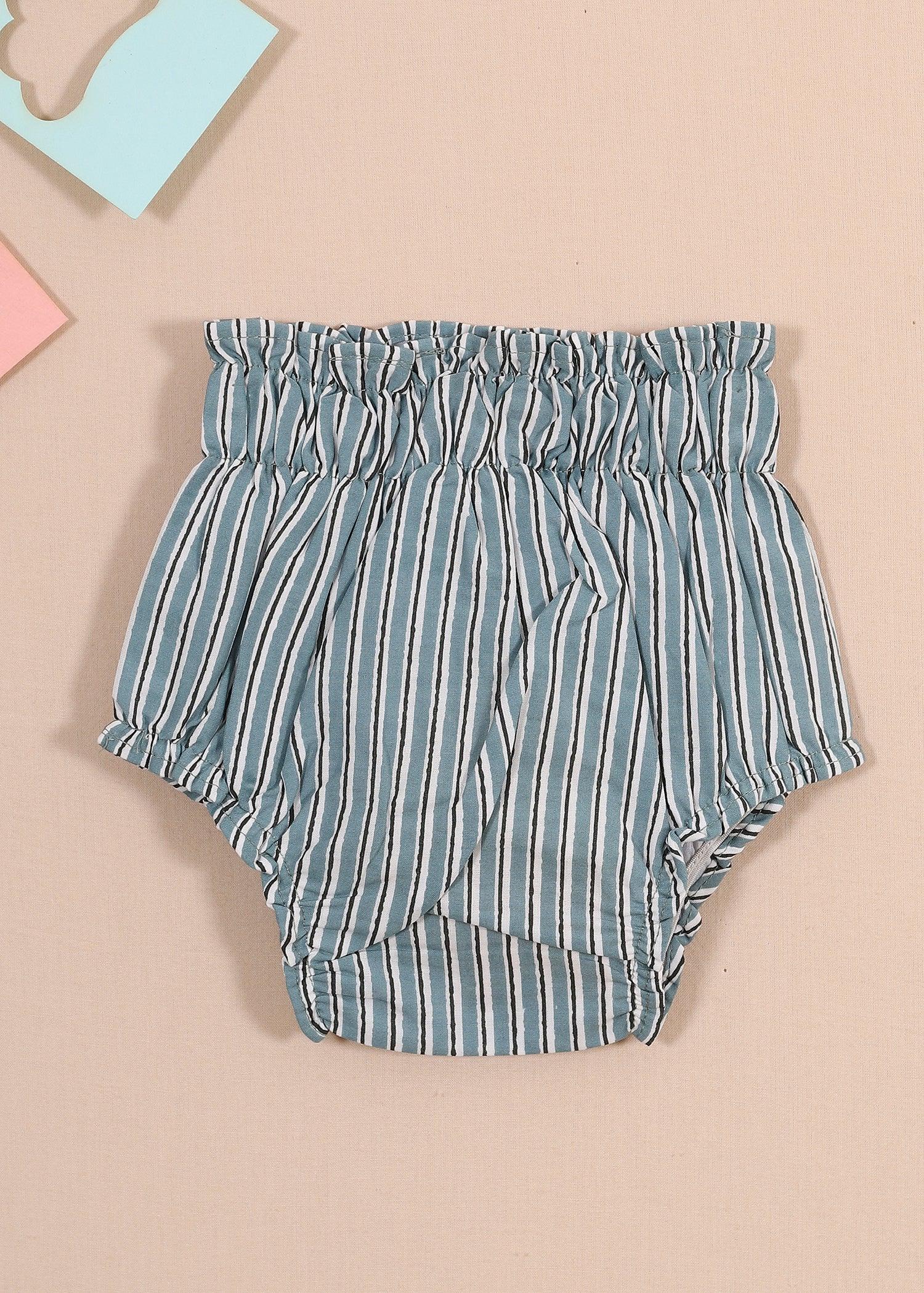 Holly/Stripes Green Cotton Bloomers Set Of 2 (0-24 Months)