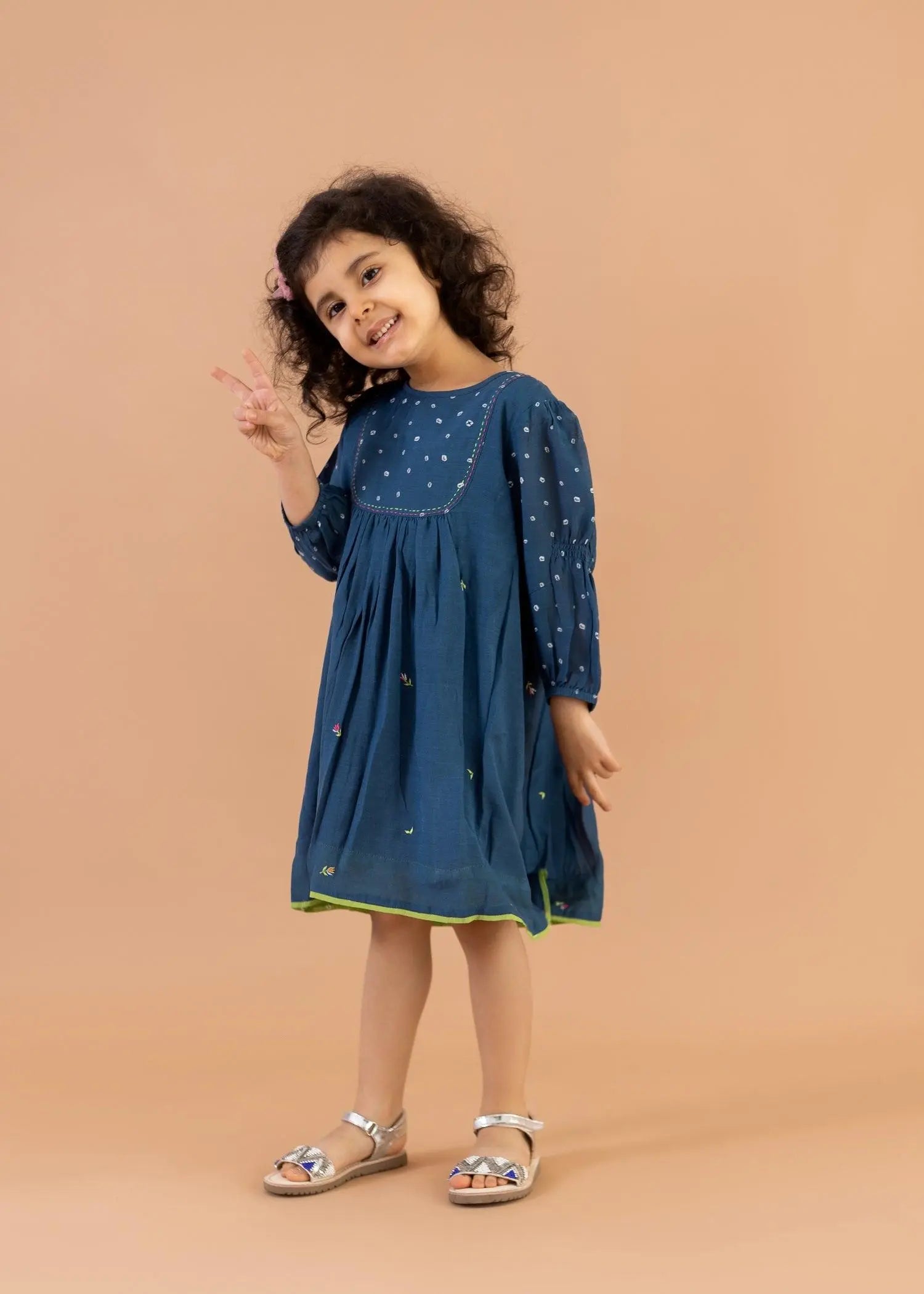 Blue Uri Embroidered Dress (2-12 Years)