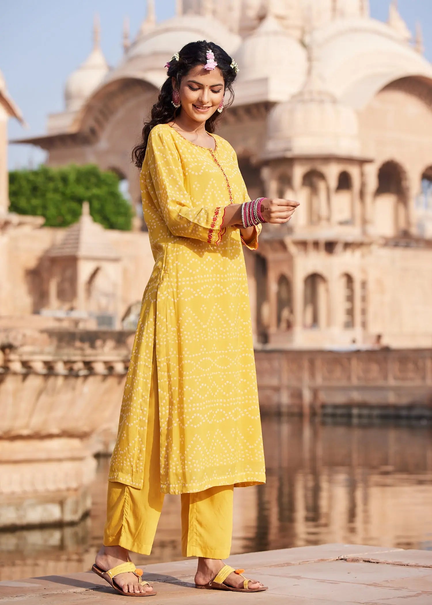 Yellow Regular Viscose Kurta