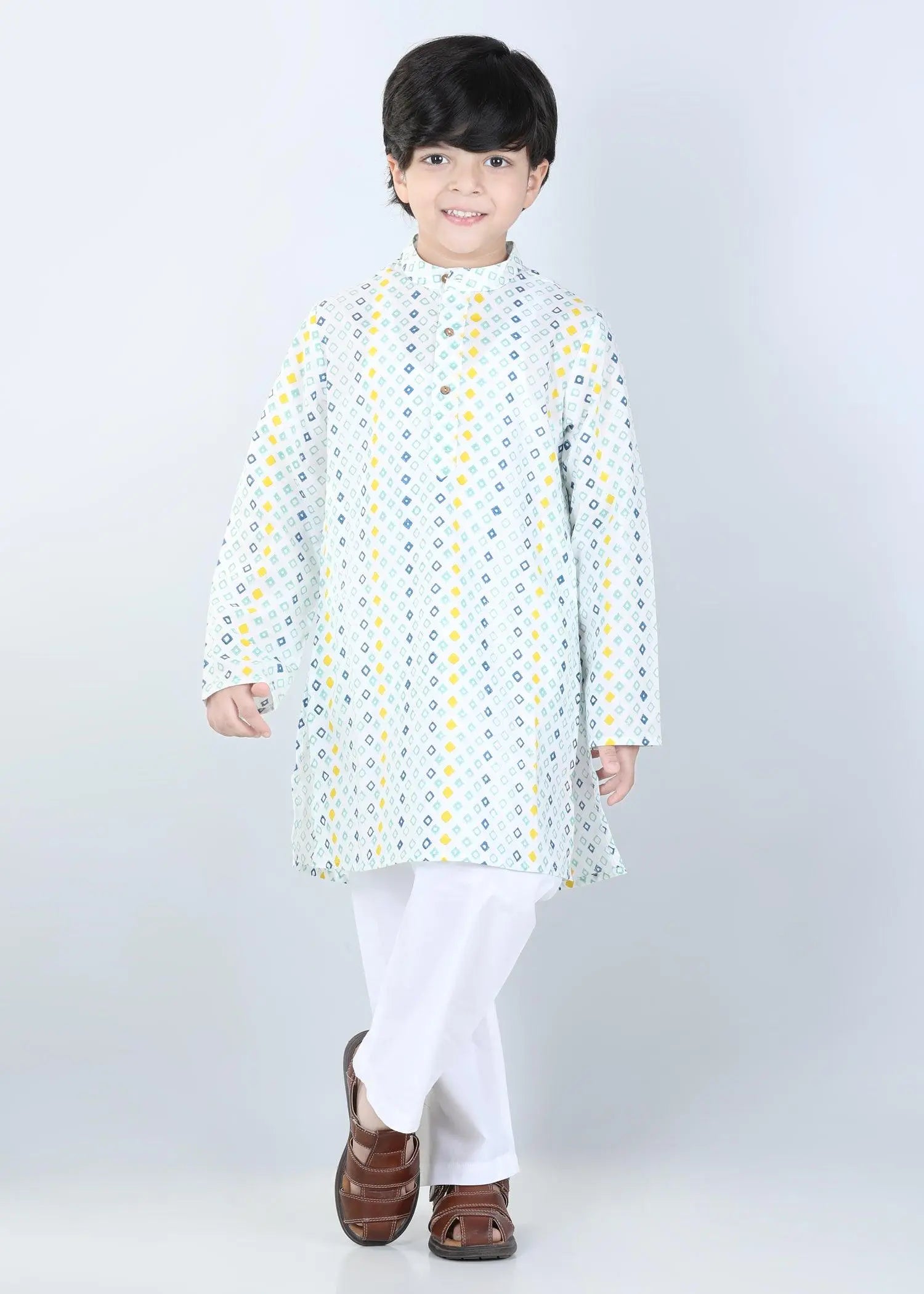 Diamond Blue Cotton Kurta Boys   (2-12 Yrs)